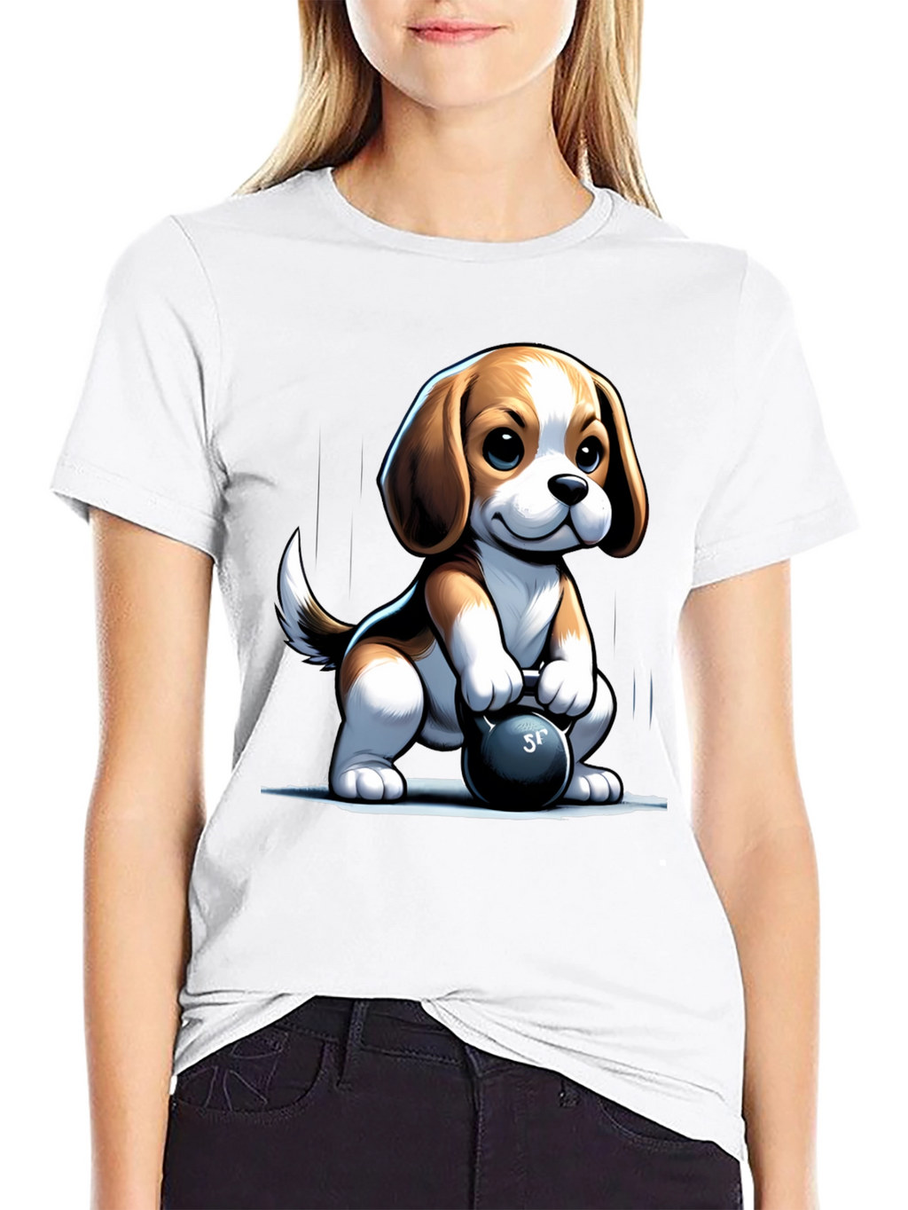Cute Dog Lifting Weights T-Shirt
