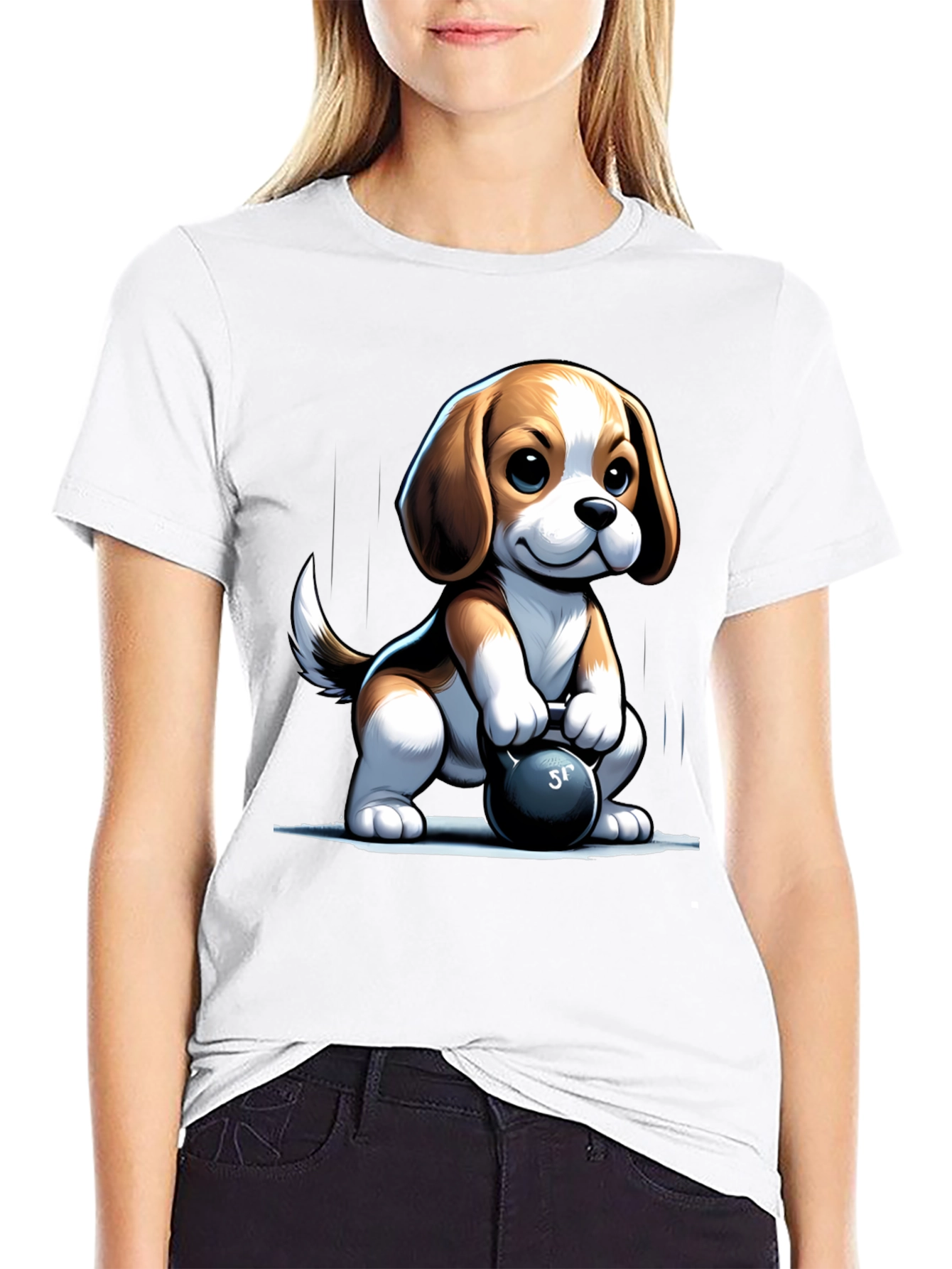 Cute Dog Lifting Weights T-Shirt