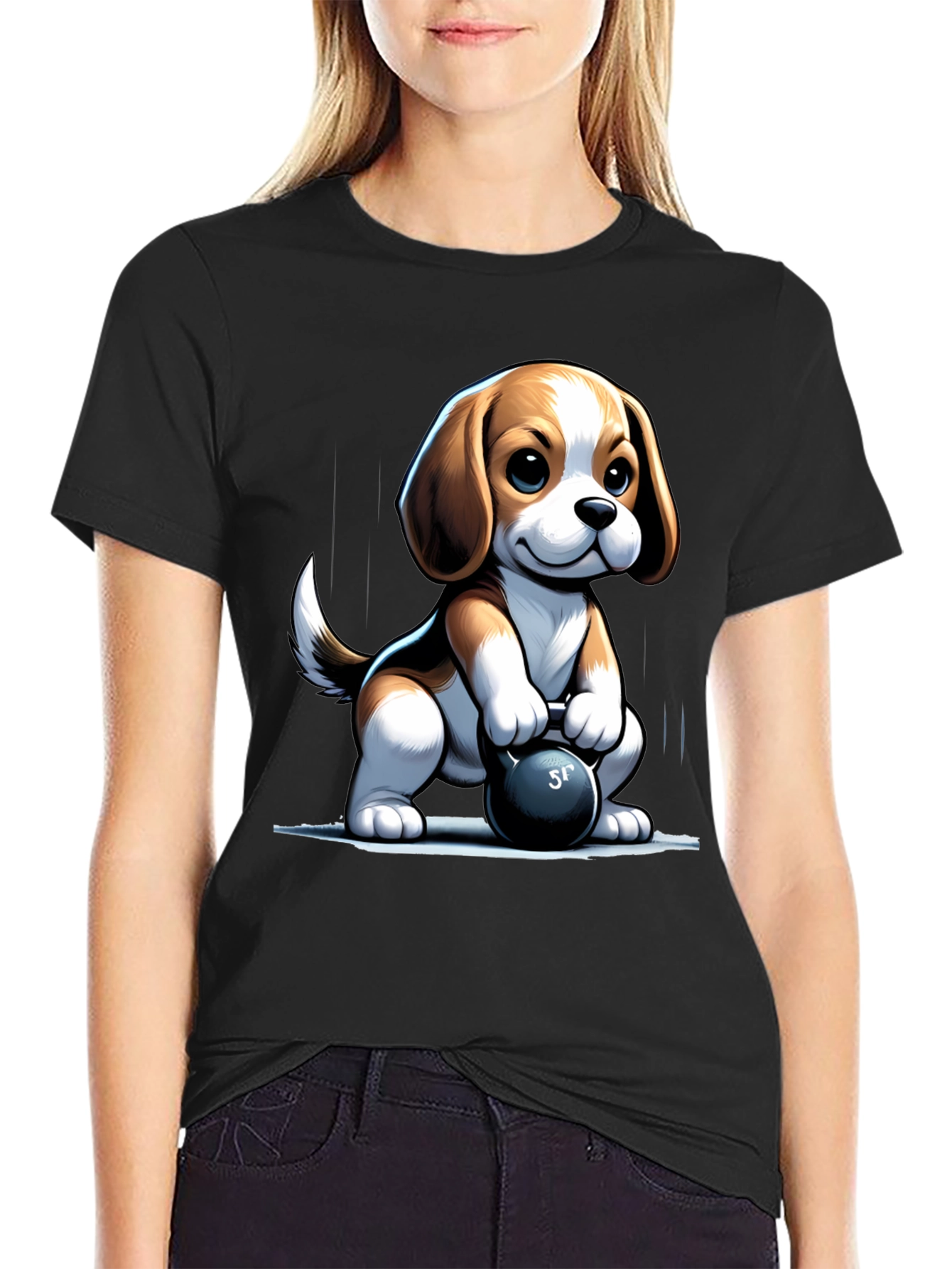 Cute Dog Lifting Weights T-Shirt