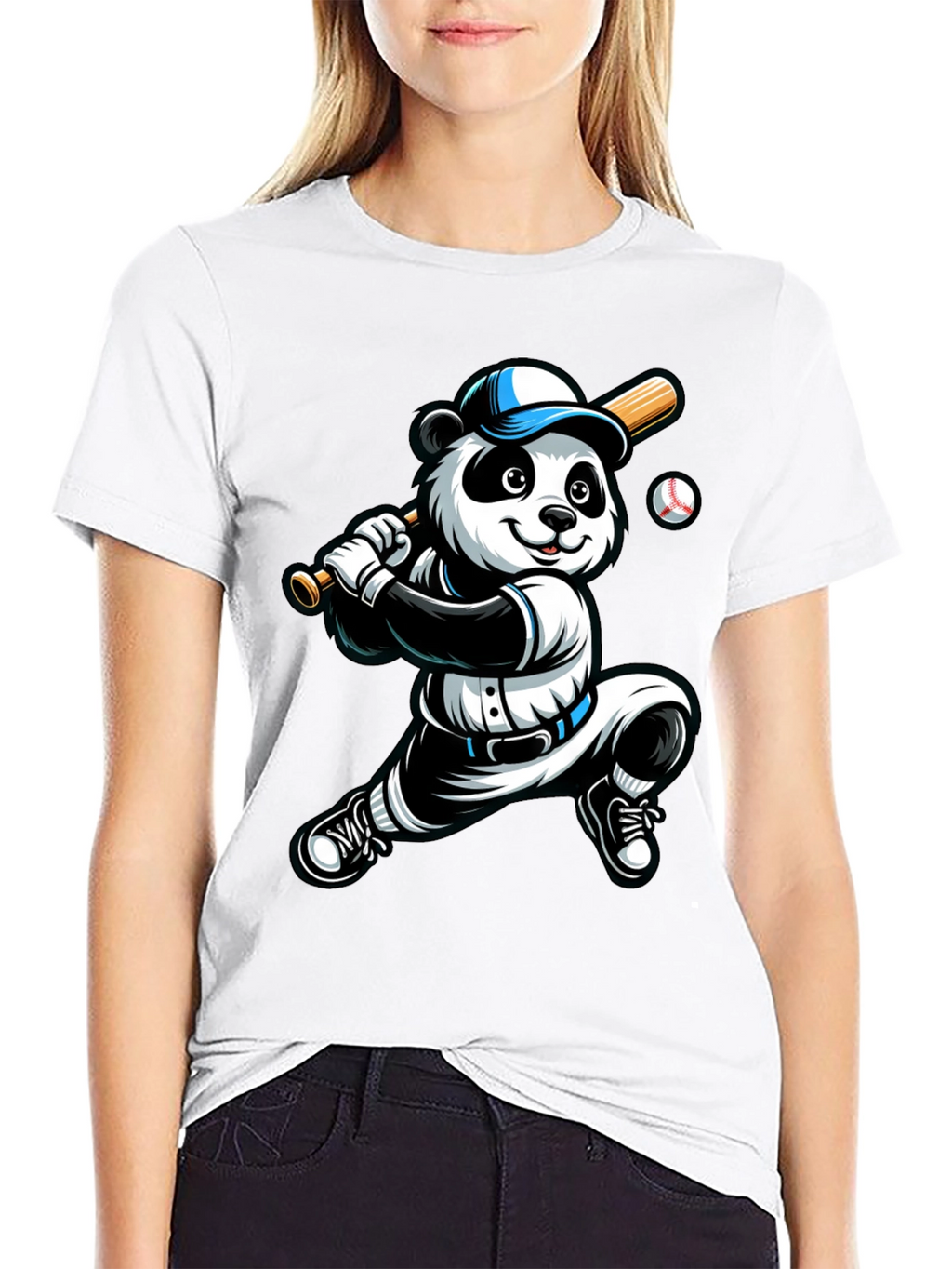 Panda Baseball Player Graphic Tee