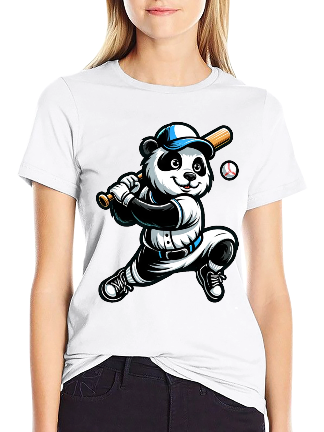 Panda Baseball Player Graphic Tee
