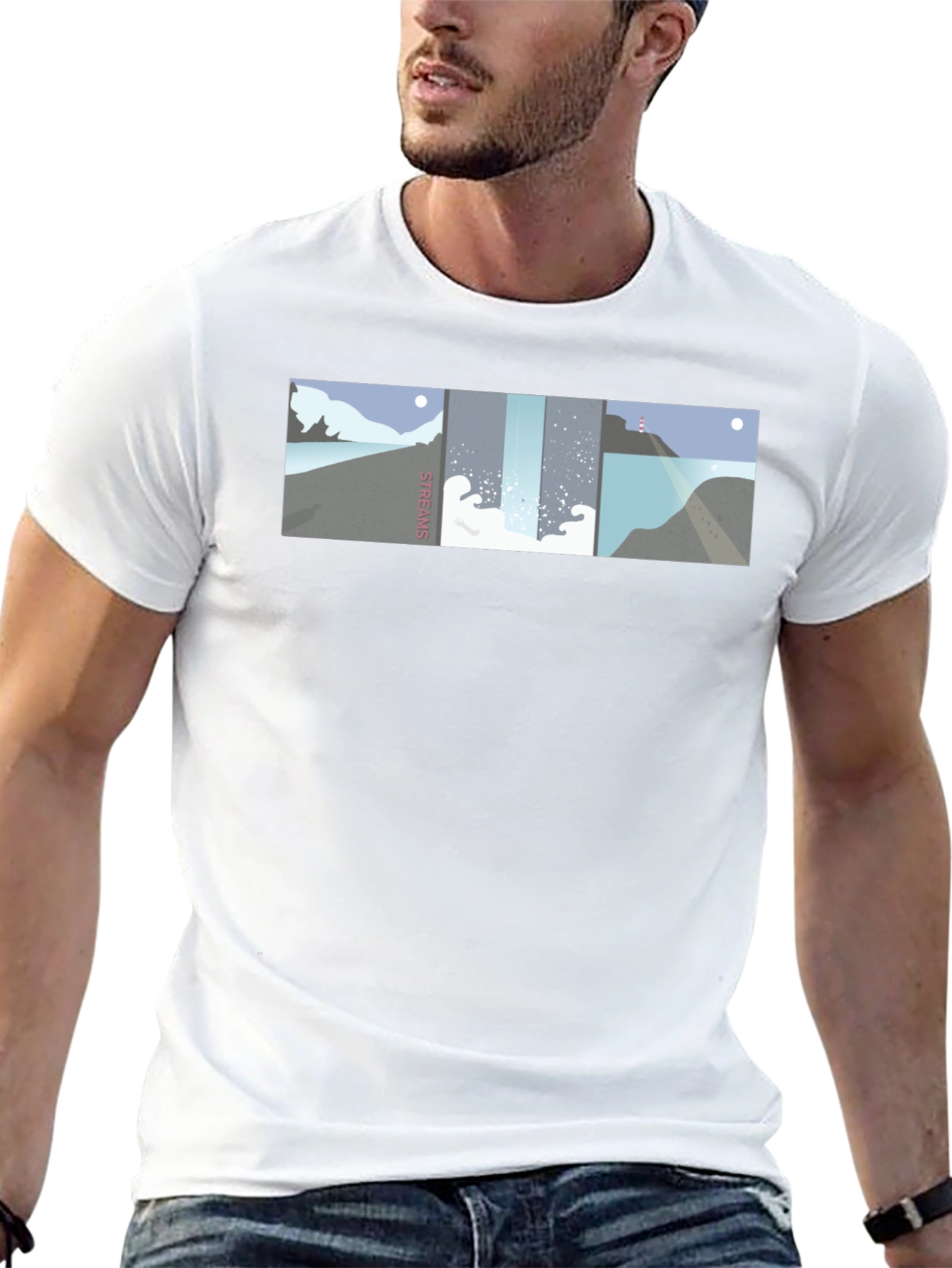 Streams Graphic Tee - Modern Coastal Landscape Design