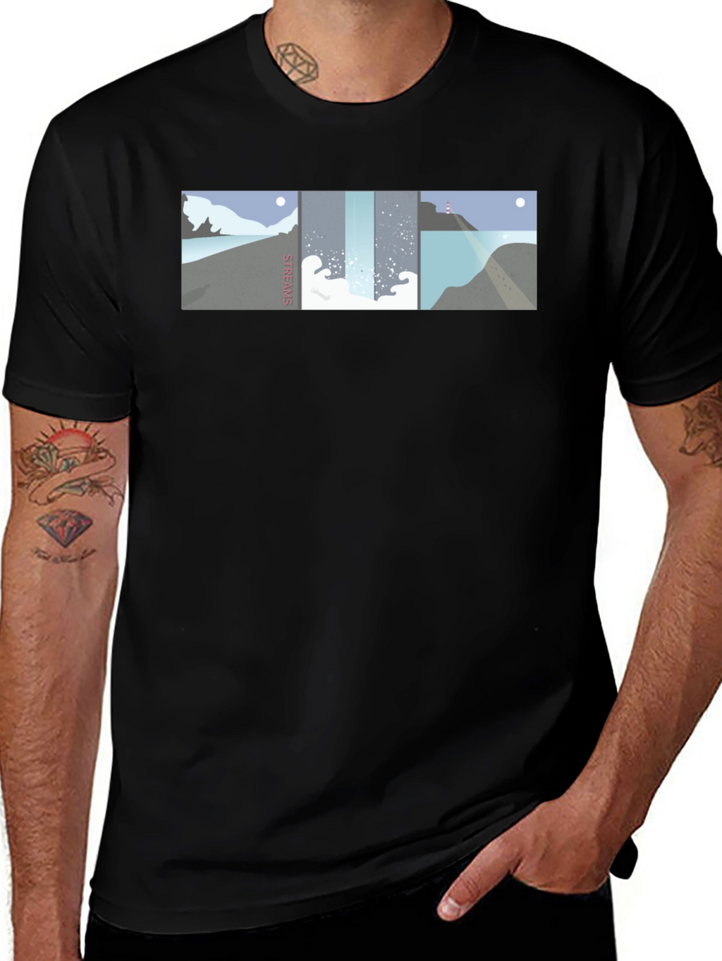 Streams Graphic Tee - Modern Coastal Landscape Design