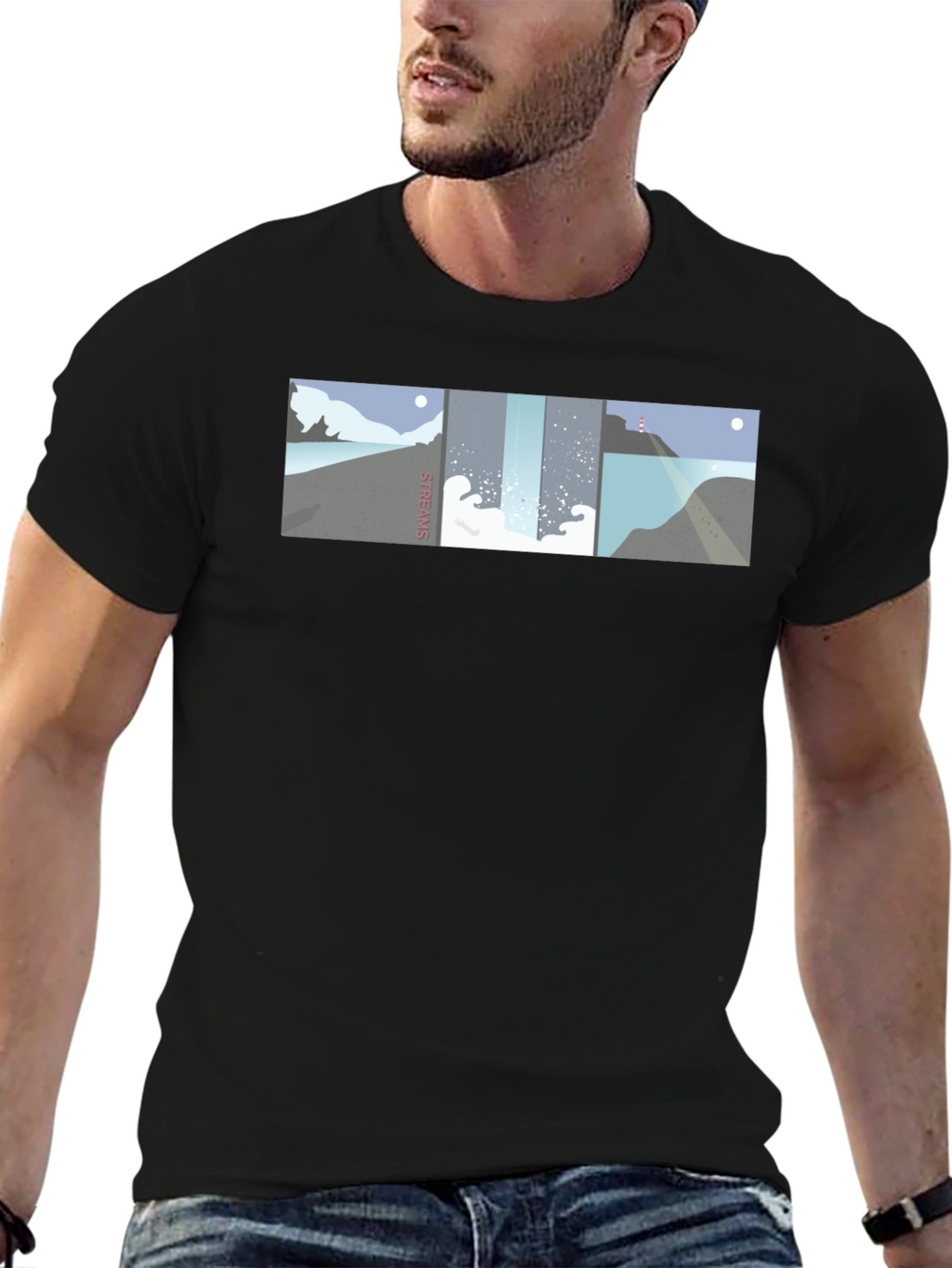 Streams Graphic Tee - Modern Coastal Landscape Design