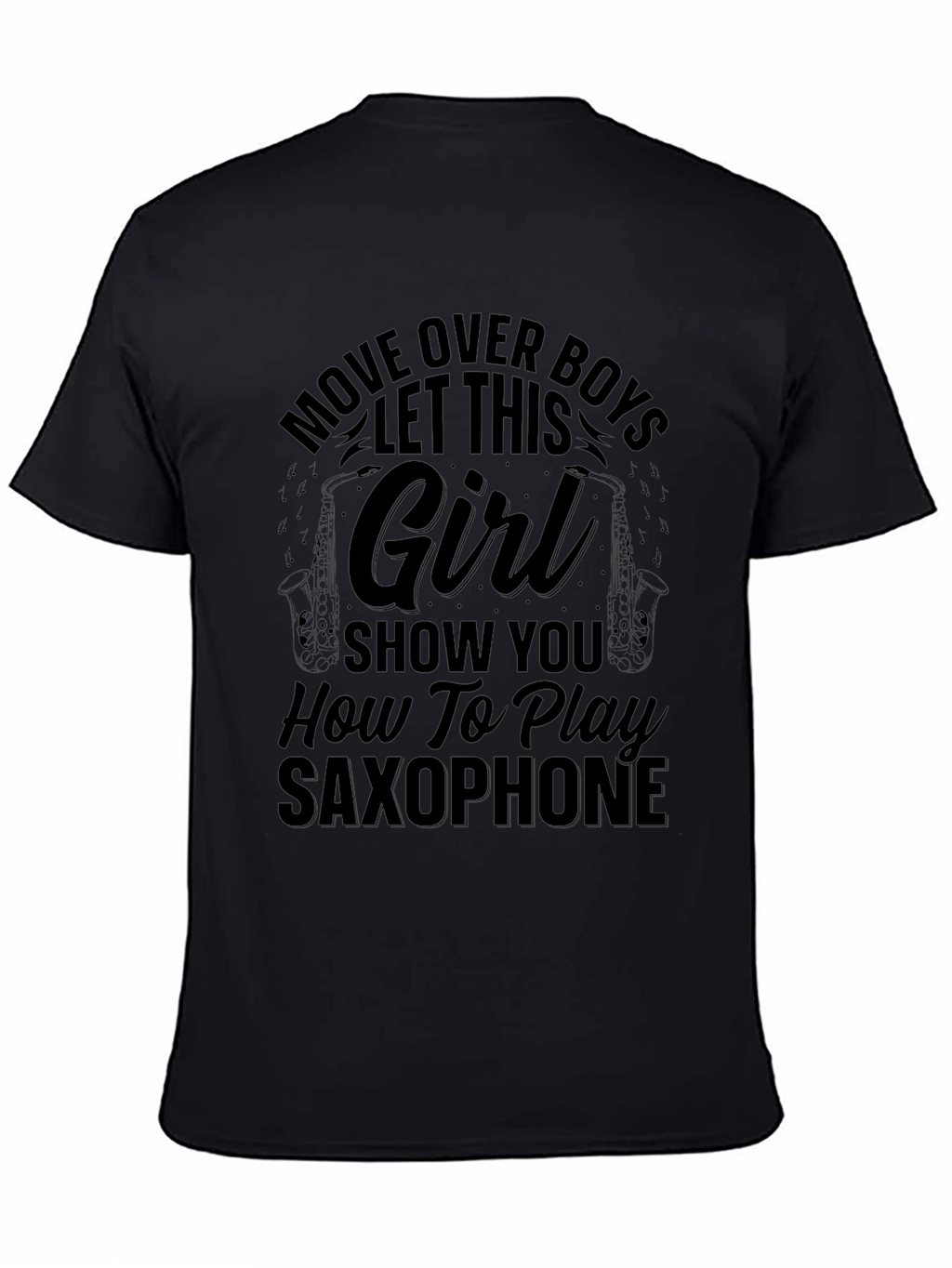 Saxophone Girl Black T-Shirt - Music Lover Gift