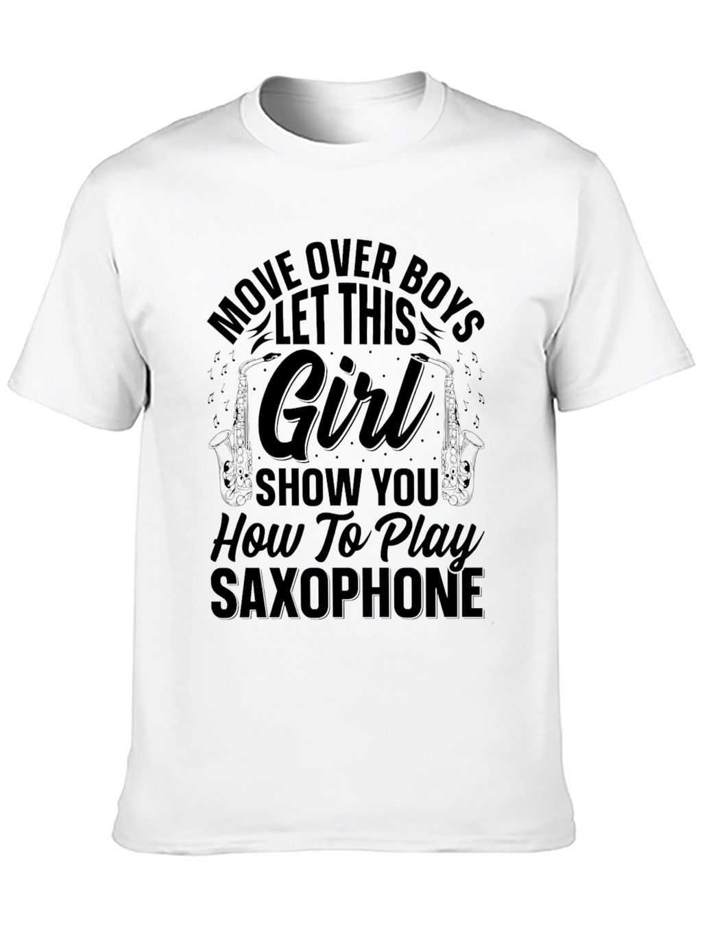 Saxophone Girl Black T-Shirt - Music Lover Gift