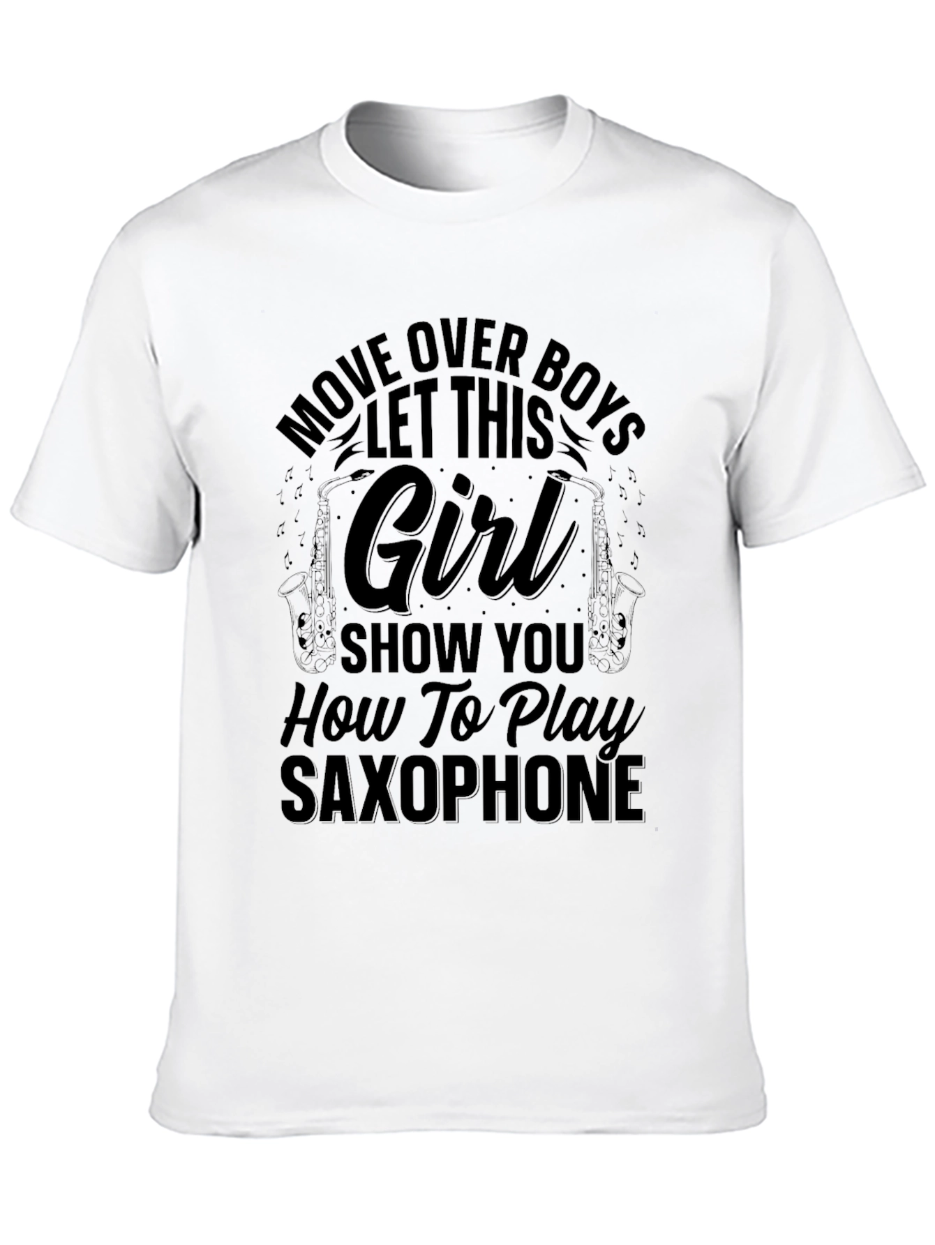 Saxophone Girl Black T-Shirt - Music Lover Gift