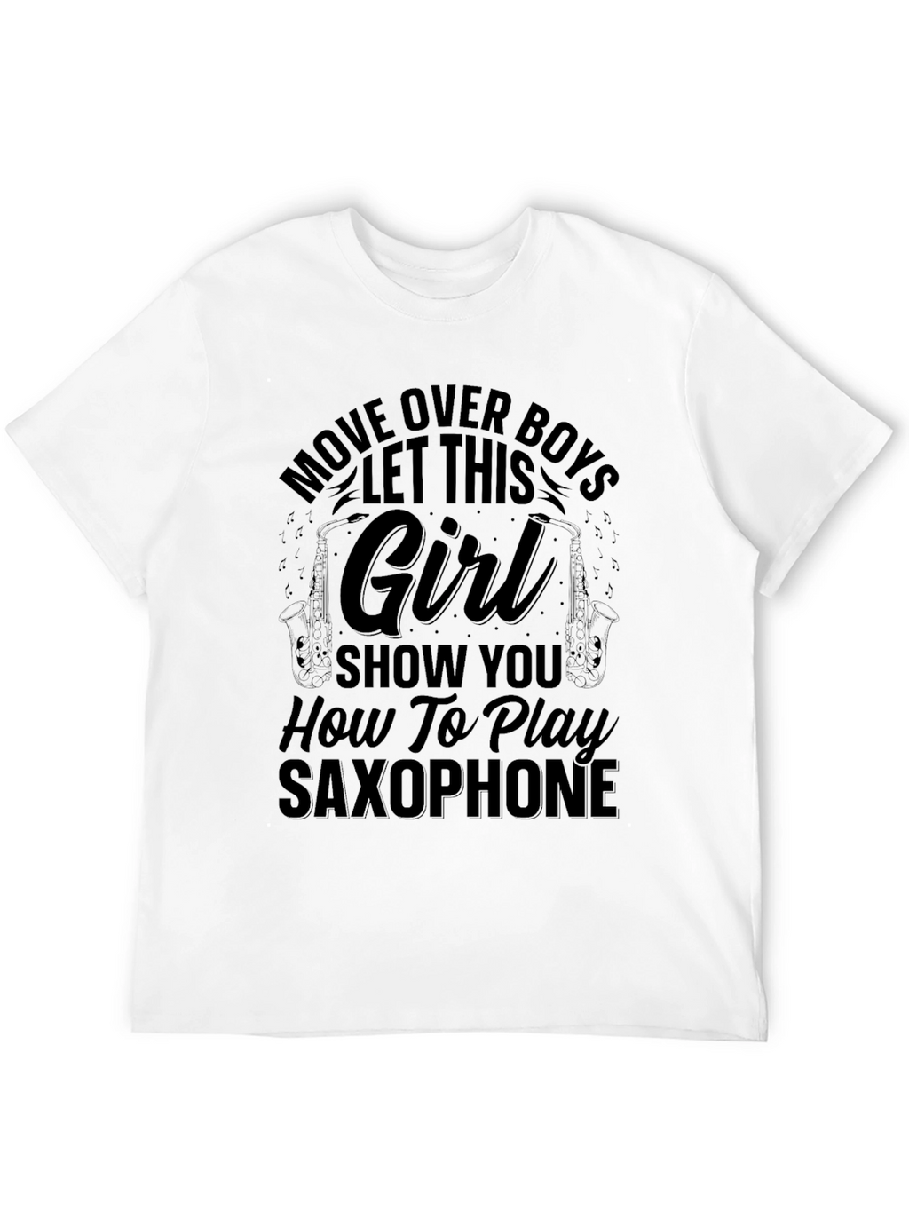 Saxophone Girl Black T-Shirt - Music Lover Gift