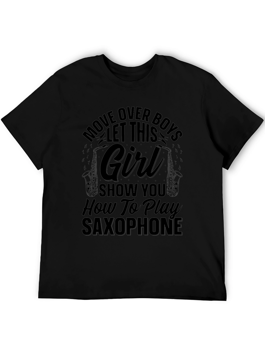 Saxophone Girl Black T-Shirt - Music Lover Gift