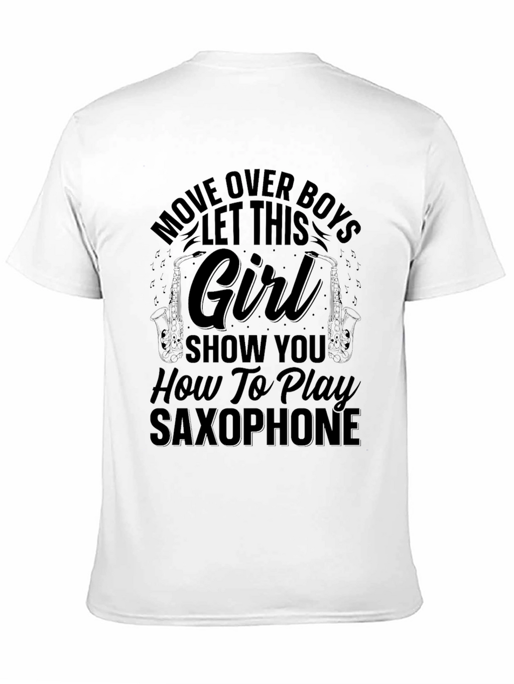Saxophone Girl Black T-Shirt - Music Lover Gift