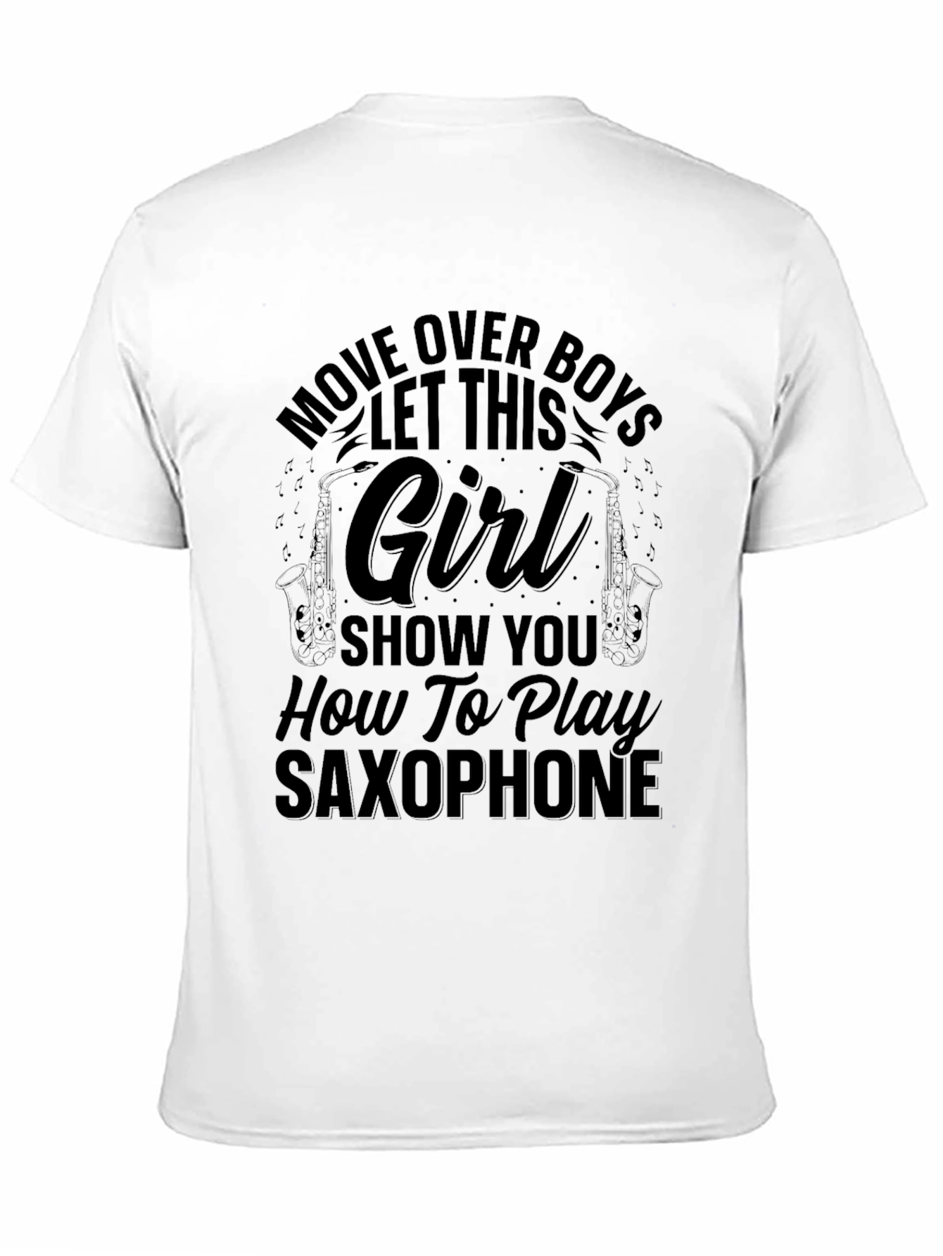 Saxophone Girl Black T-Shirt - Music Lover Gift