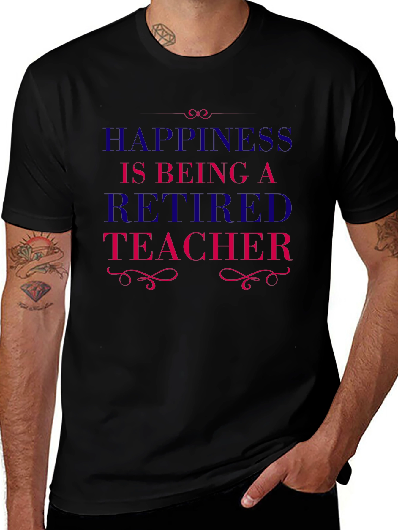 Retired Teacher Graphic Tee - Black