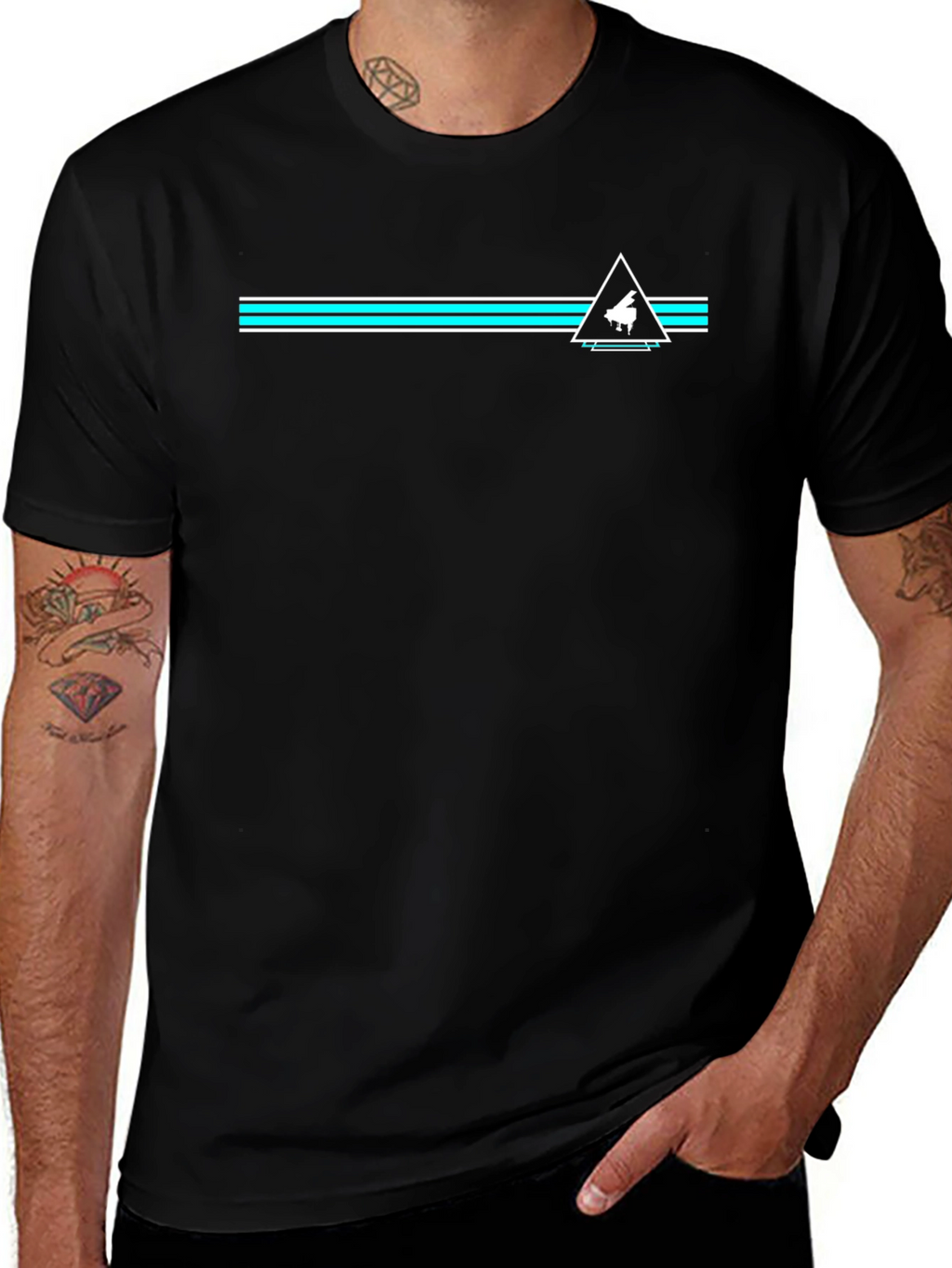 Piano Triangle Graphic Black T-Shirt