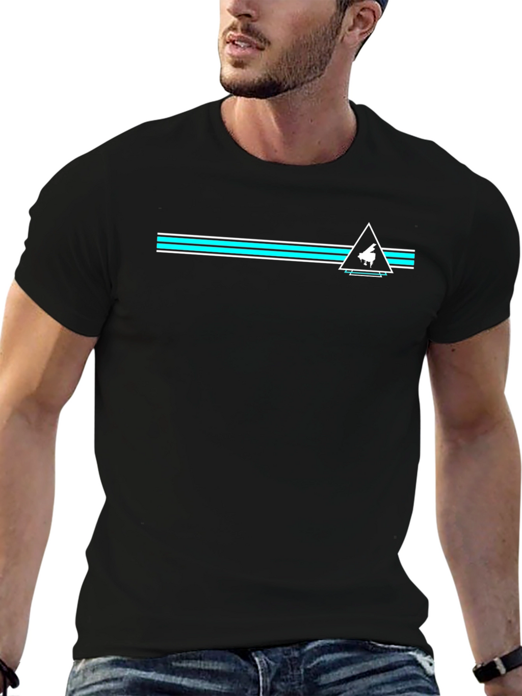 Piano Triangle Graphic Black T-Shirt