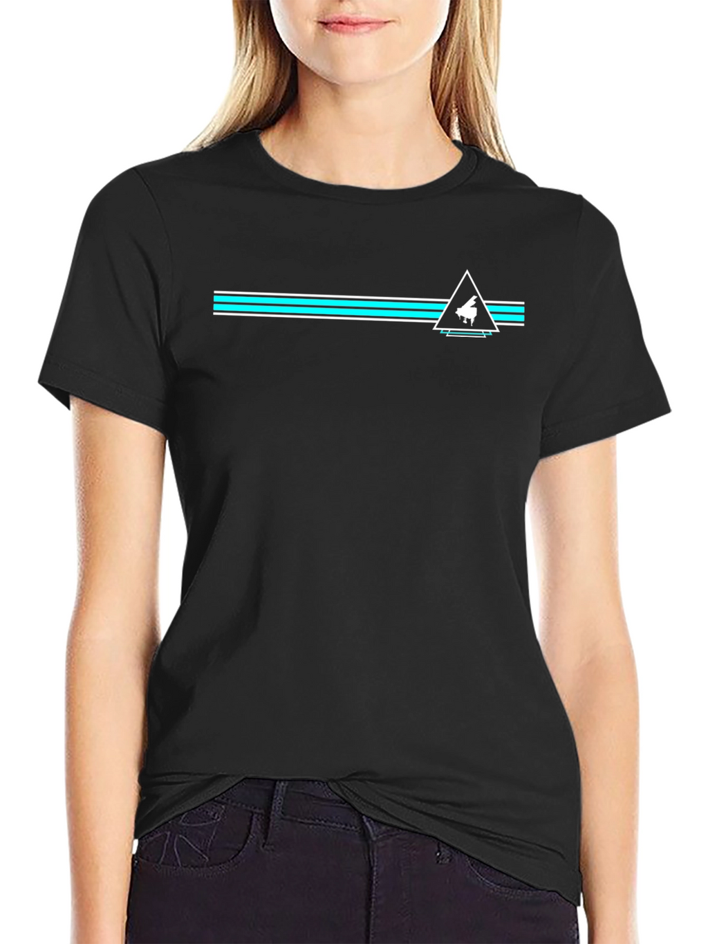 Piano Triangle Graphic Black T-Shirt
