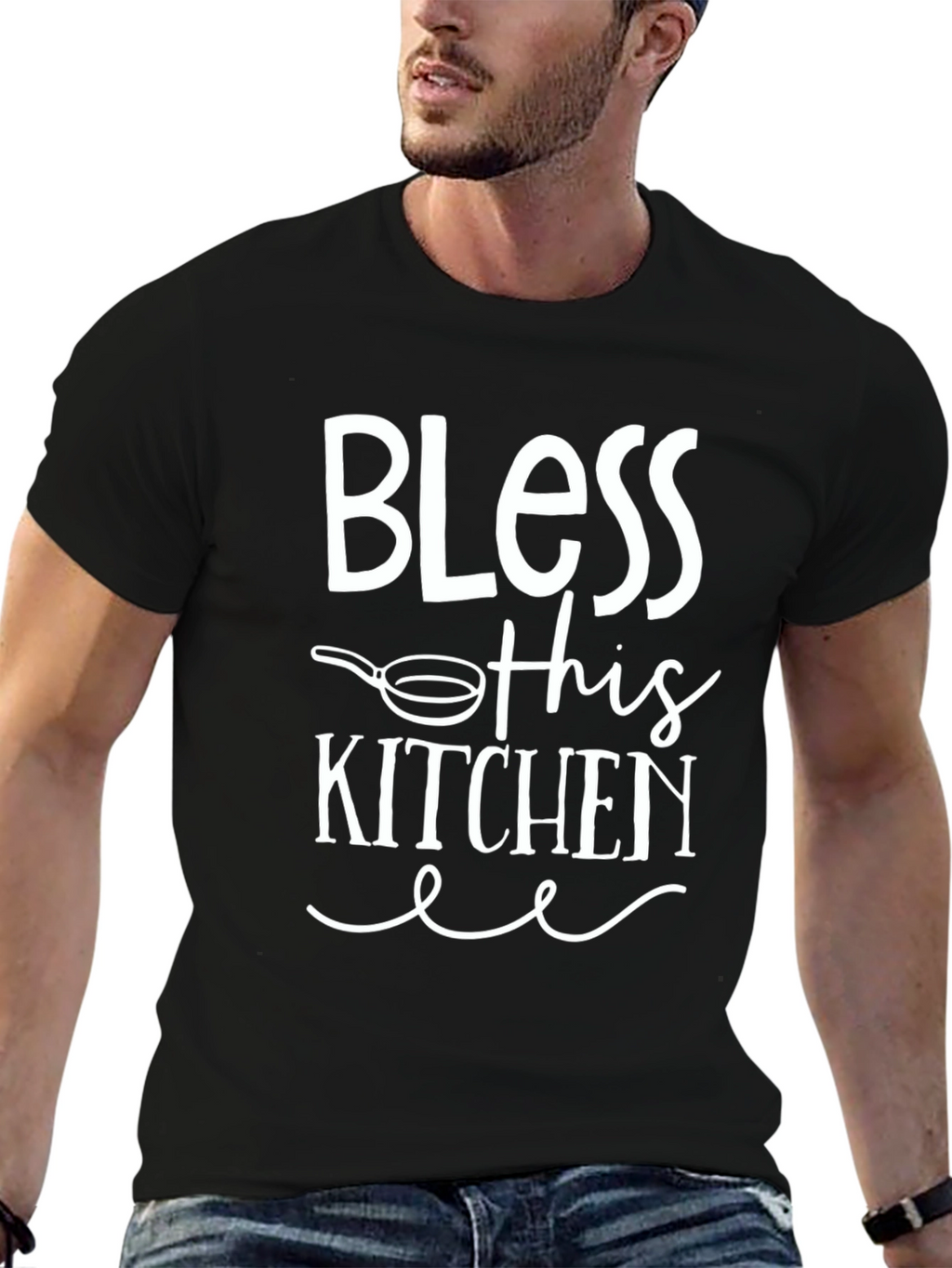 Bless This Kitchen Graphic Tee - Black