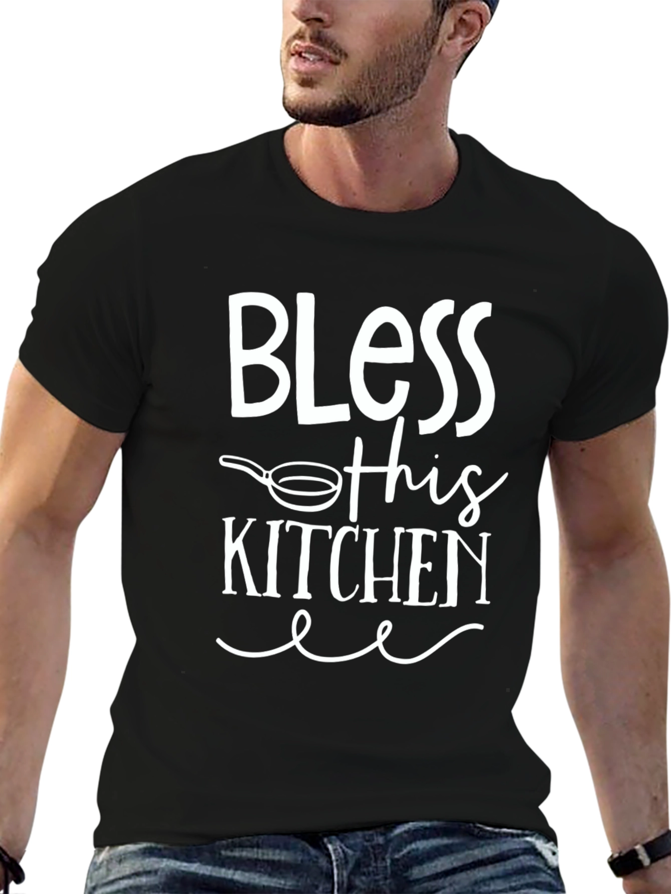 Bless This Kitchen Graphic Tee - Black