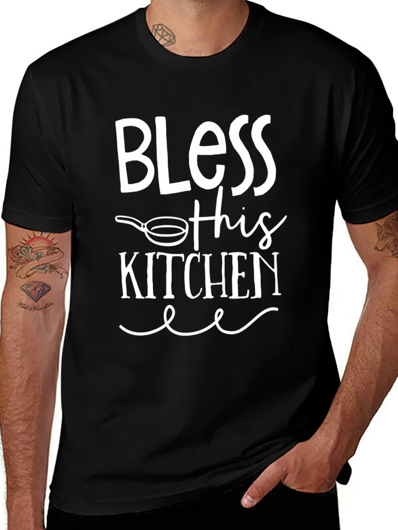 Bless This Kitchen Graphic Tee - Black