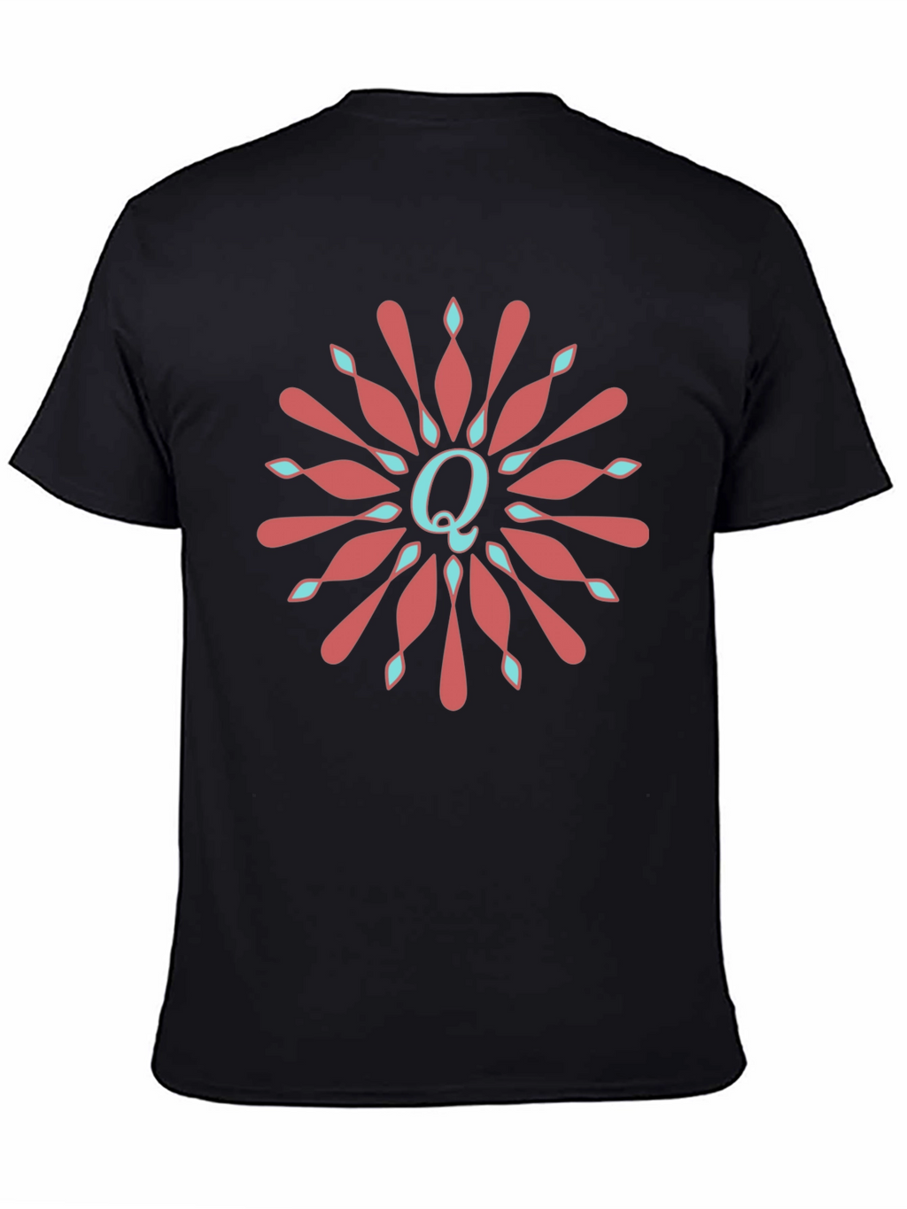 Letter Q Floral Medallion Graphic Tee - Black
