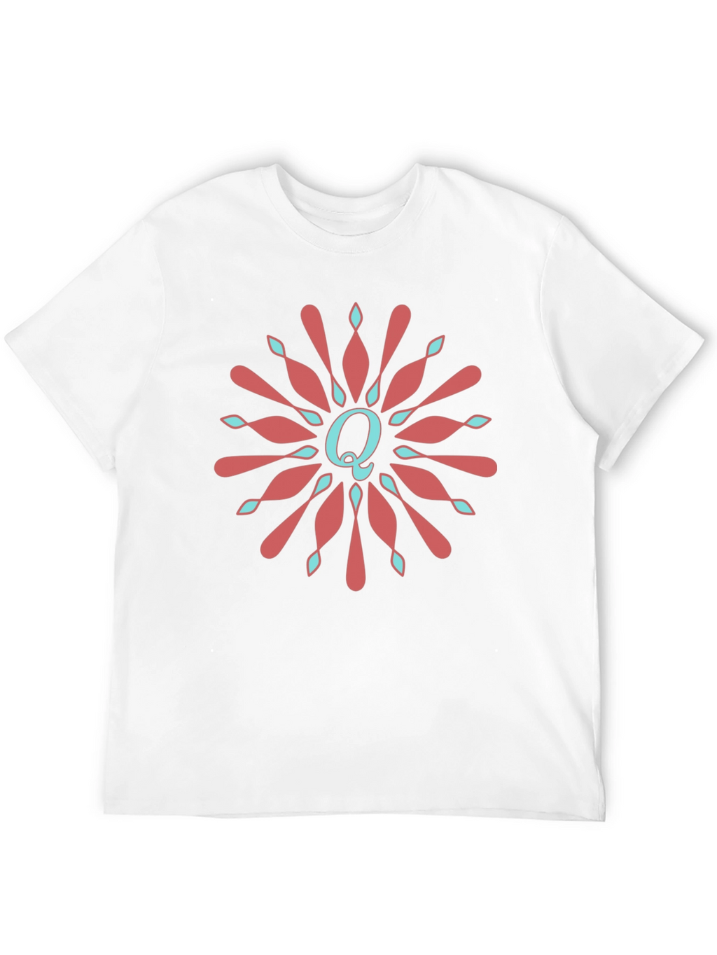 Letter Q Floral Medallion Graphic Tee - Black