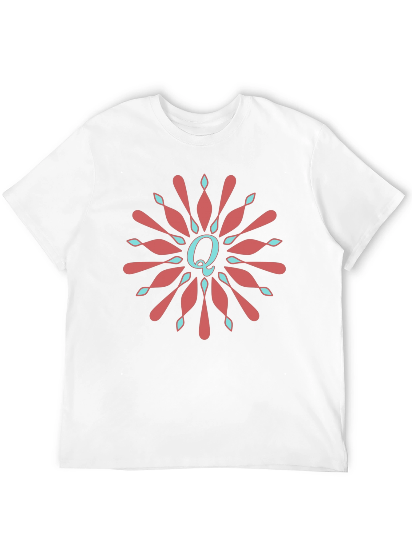 Letter Q Floral Medallion Graphic Tee - Black