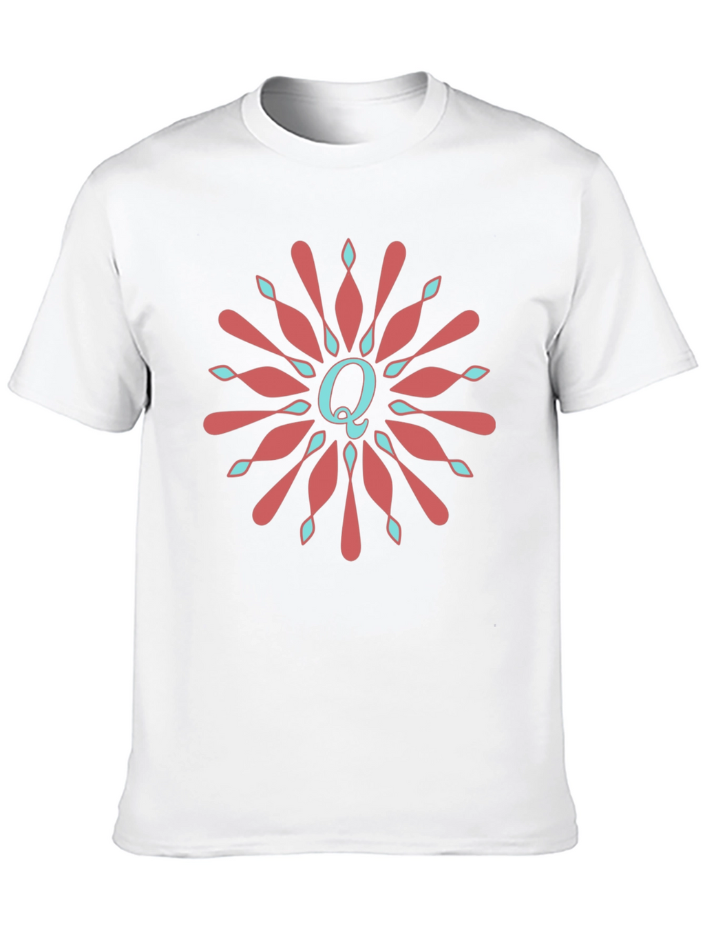 Letter Q Floral Medallion Graphic Tee - Black