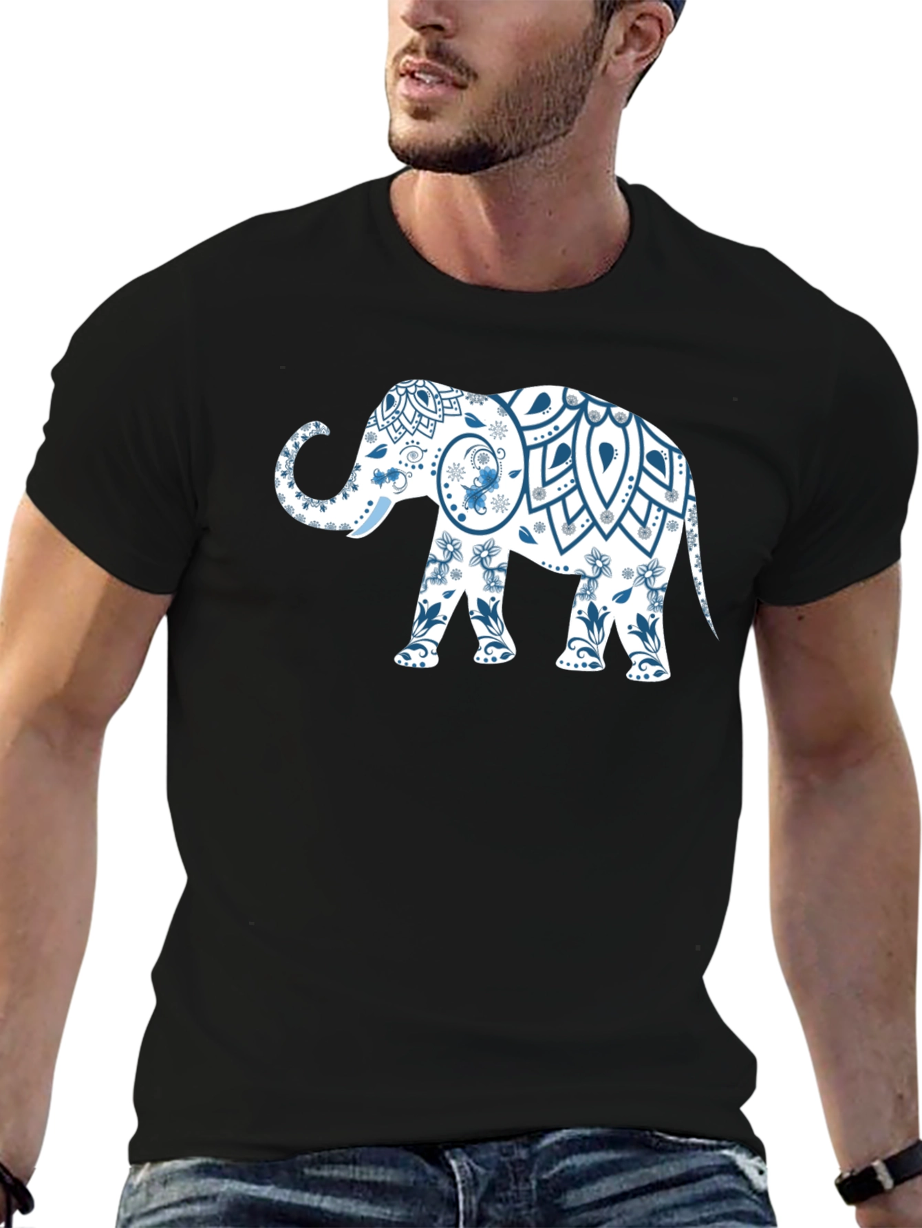 Elephant Mandala Graphic Tee - Stylish Mens T-Shirt