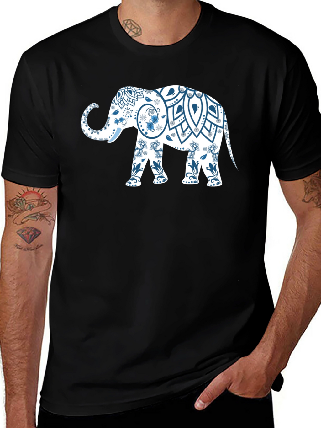 Elephant Mandala Graphic Tee - Stylish Mens T-Shirt