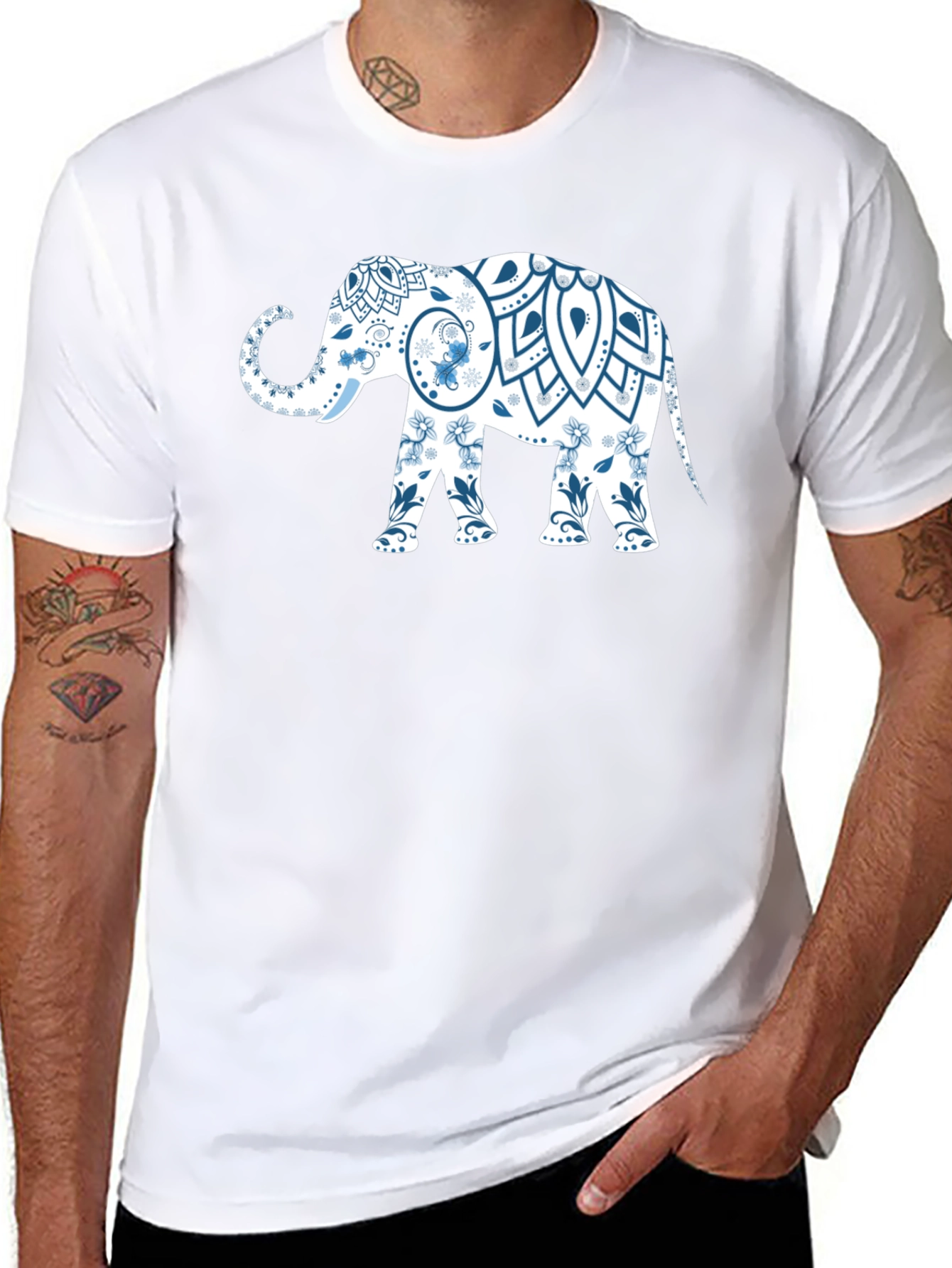 Elephant Mandala Graphic Tee - Stylish Mens T-Shirt