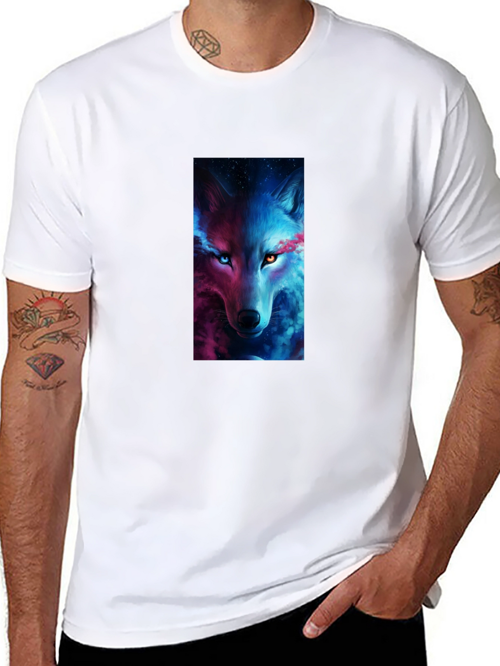 Mystic Wolf Graphic Black T-Shirt