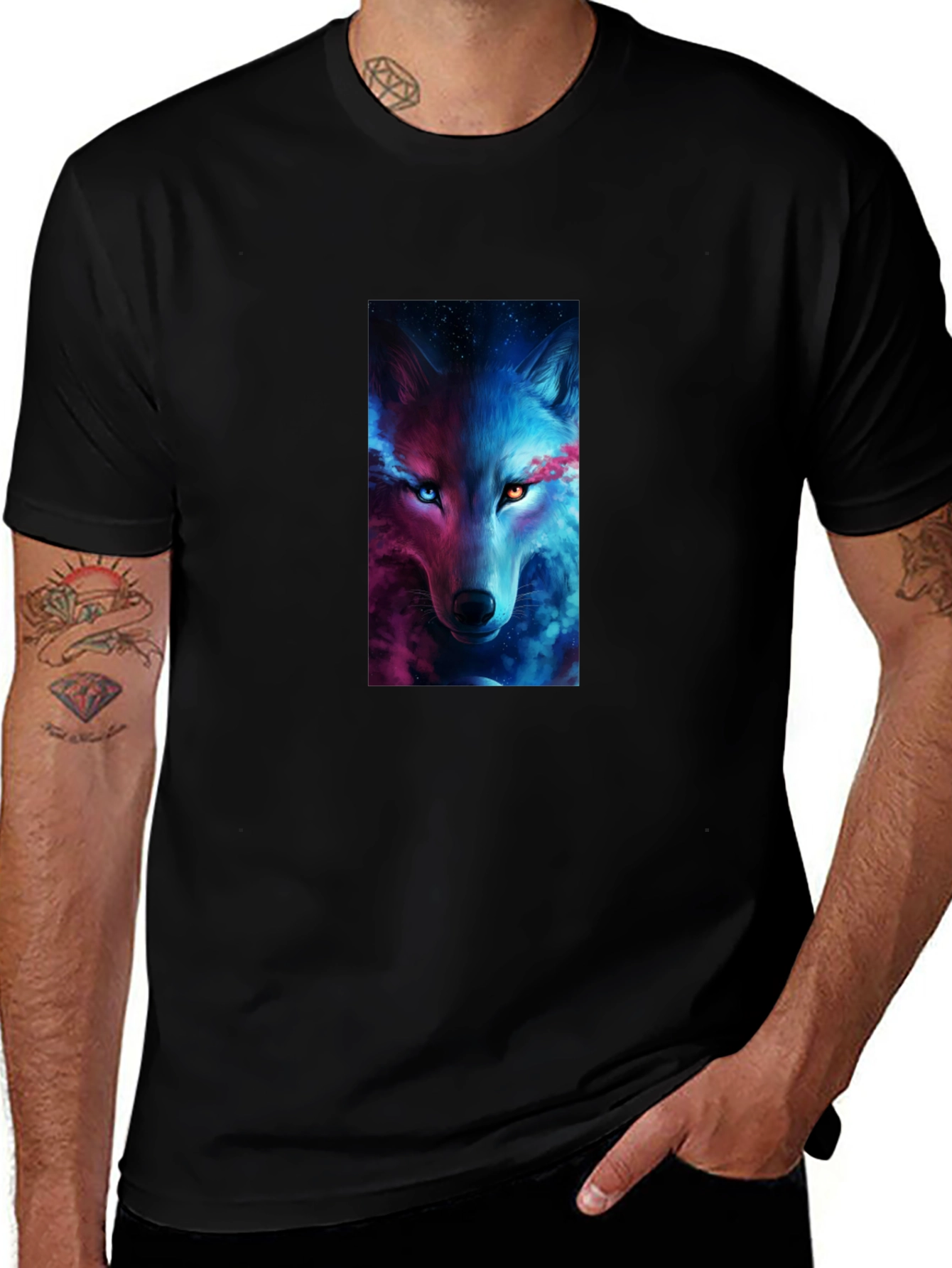 Mystic Wolf Graphic Black T-Shirt