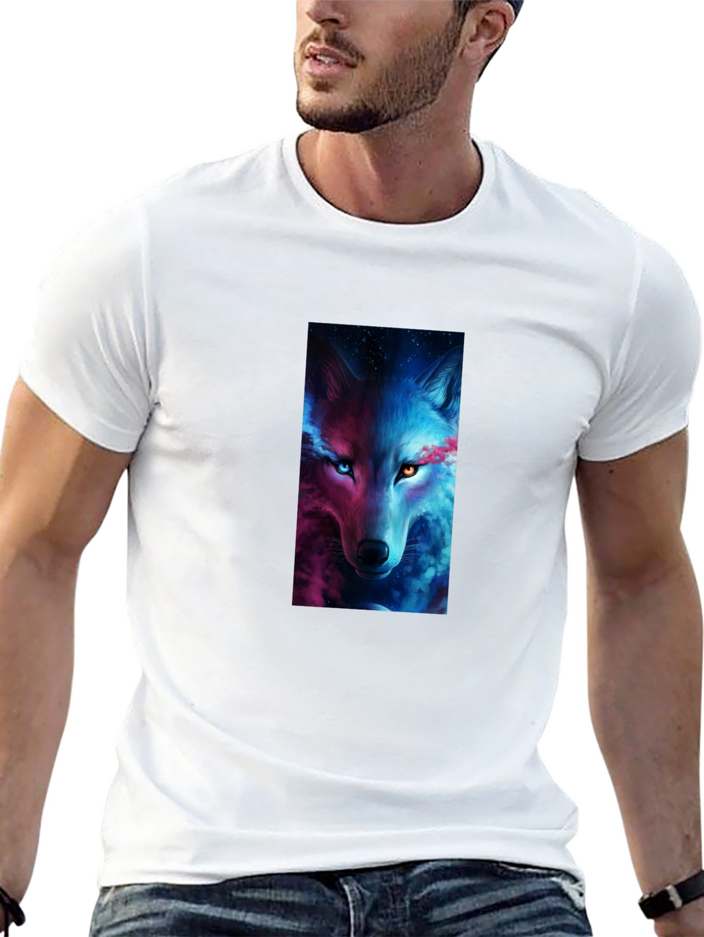 Mystic Wolf Graphic Black T-Shirt