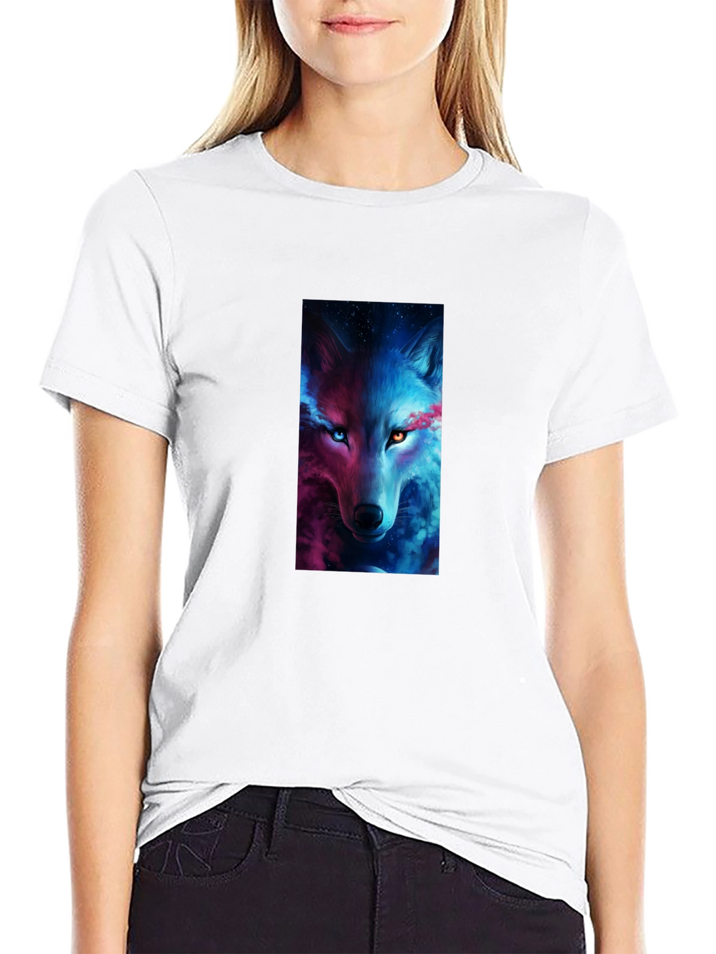 Mystic Wolf Graphic Black T-Shirt