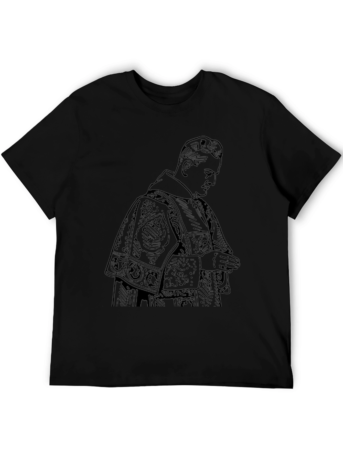Vintage Priest Graphic Tee - Black Cotton T-Shirt
