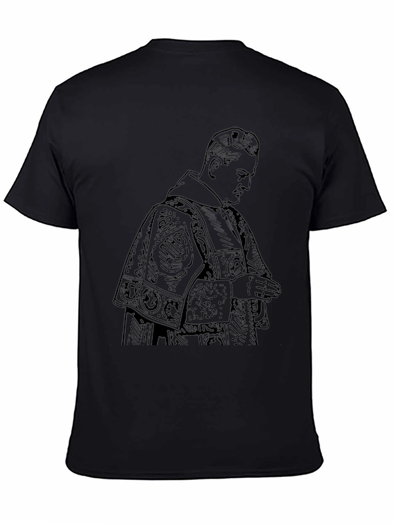 Vintage Priest Graphic Tee - Black Cotton T-Shirt