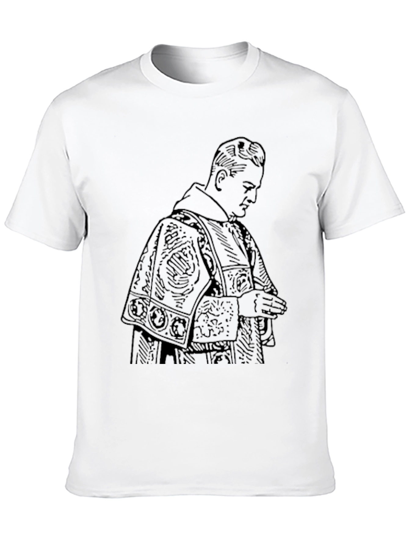 Vintage Priest Graphic Tee - Black Cotton T-Shirt