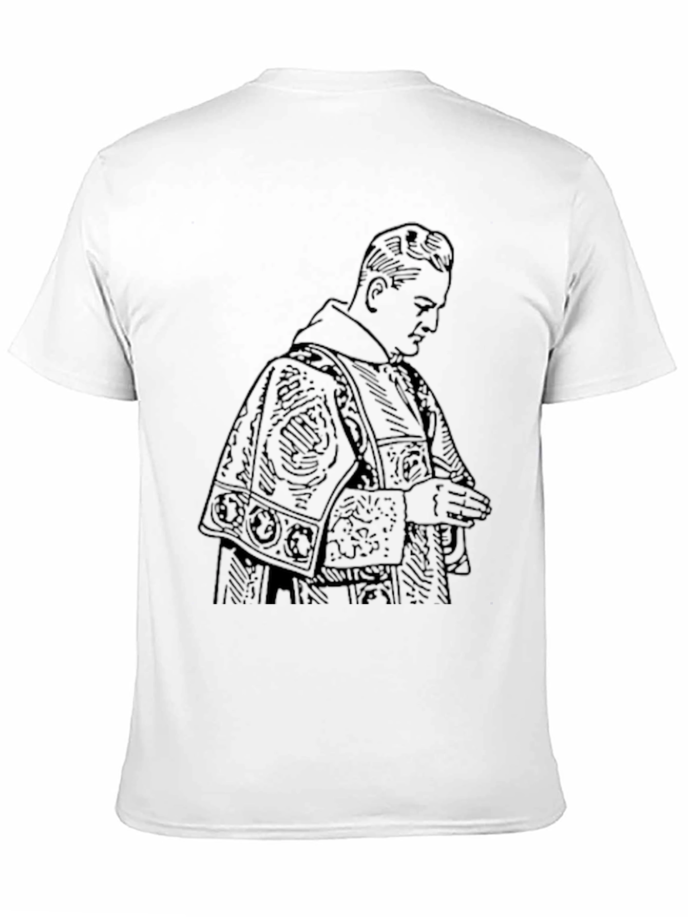 Vintage Priest Graphic Tee - Black Cotton T-Shirt