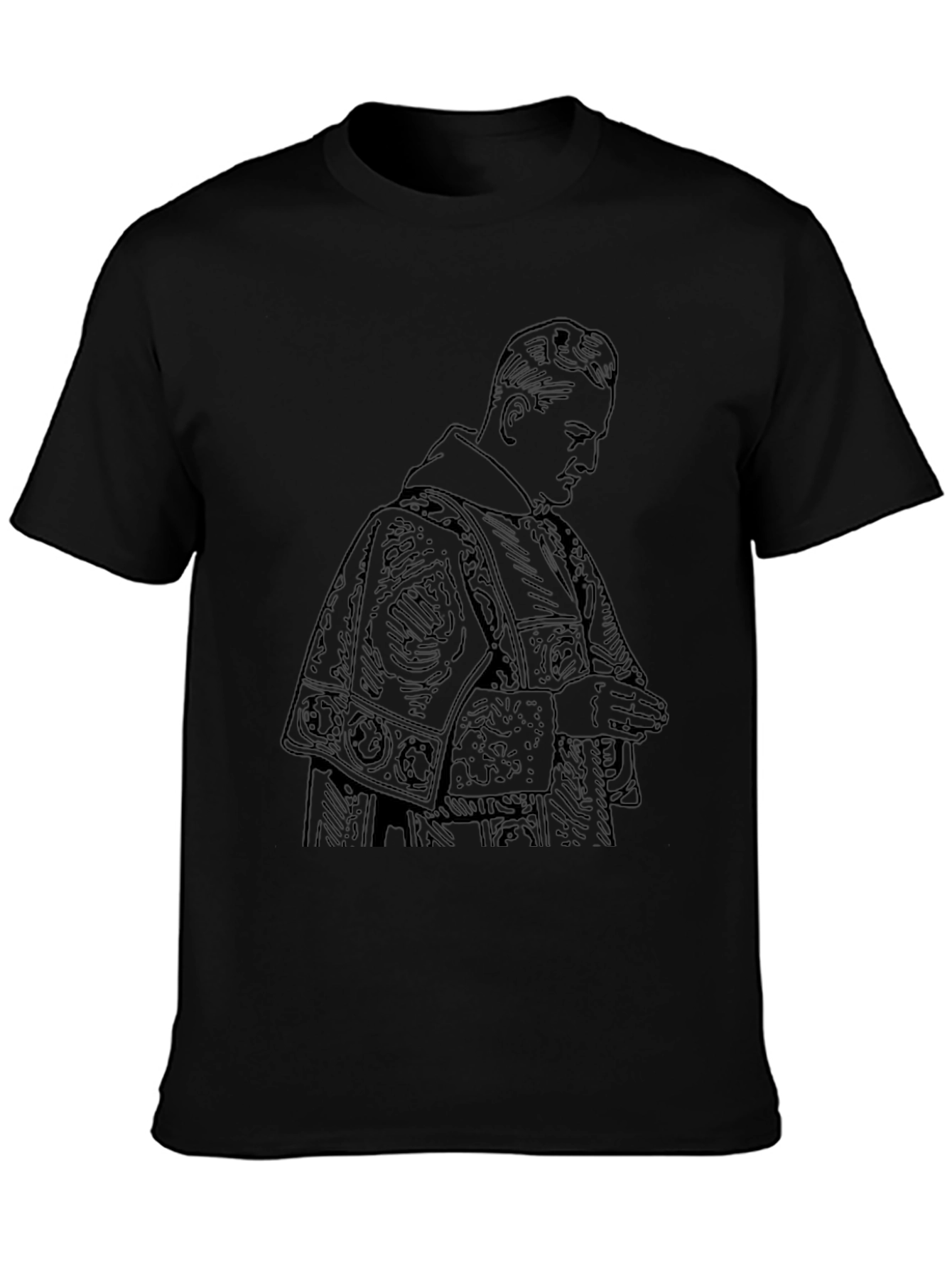 Vintage Priest Graphic Tee - Black Cotton T-Shirt