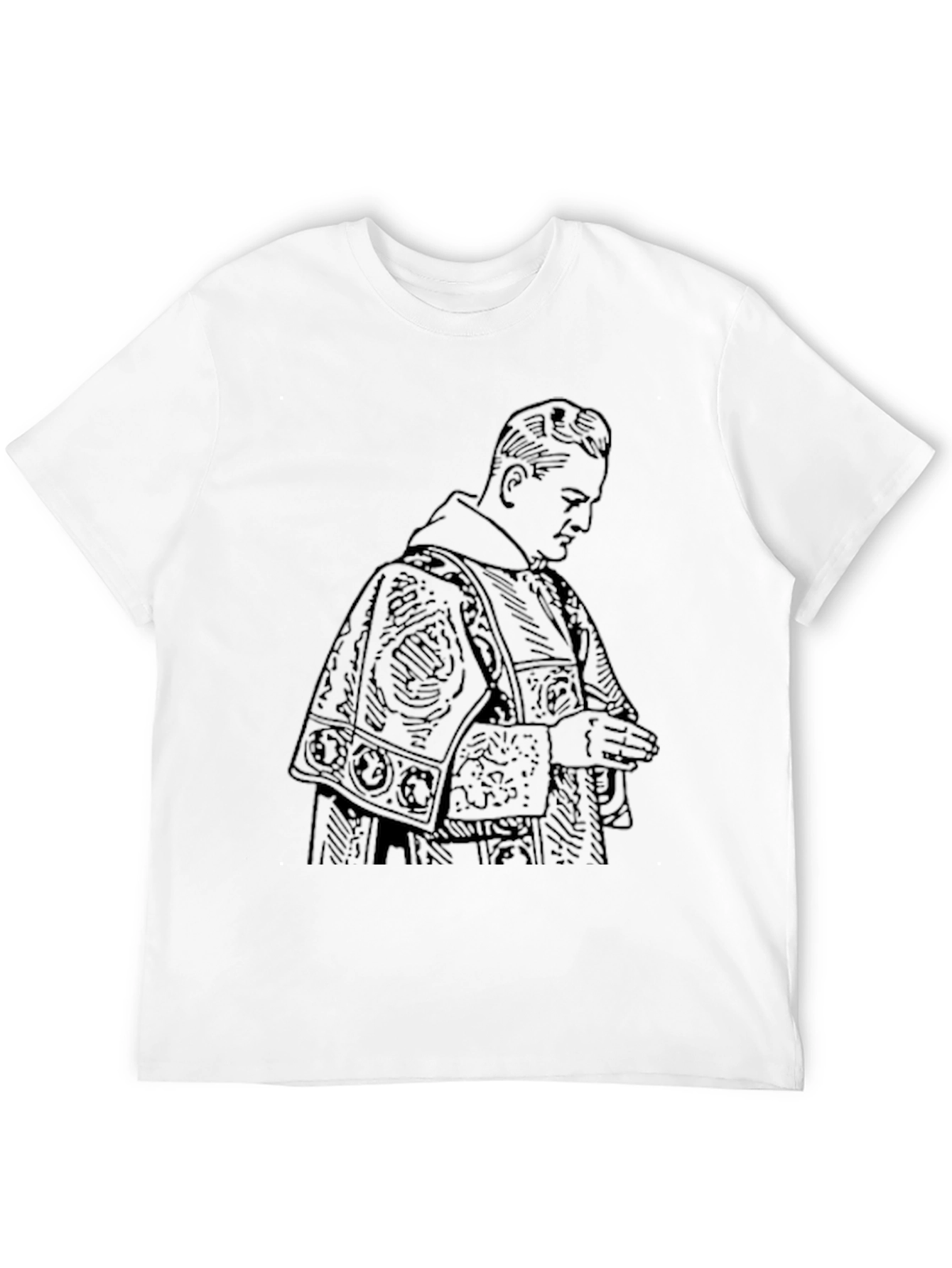Vintage Priest Graphic Tee - Black Cotton T-Shirt