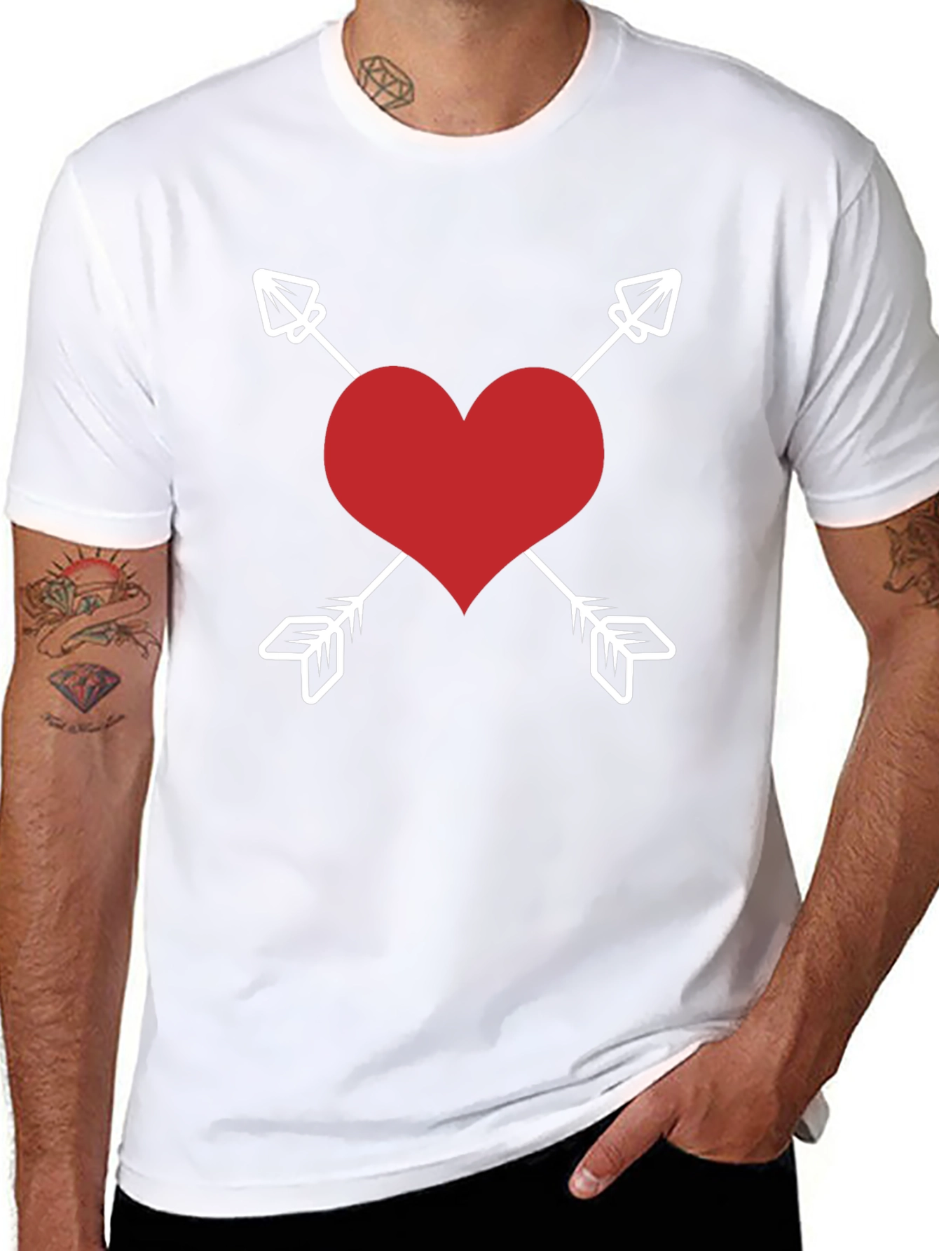 Heart Arrows Graphic Tee - Black Valentines Day Shirt