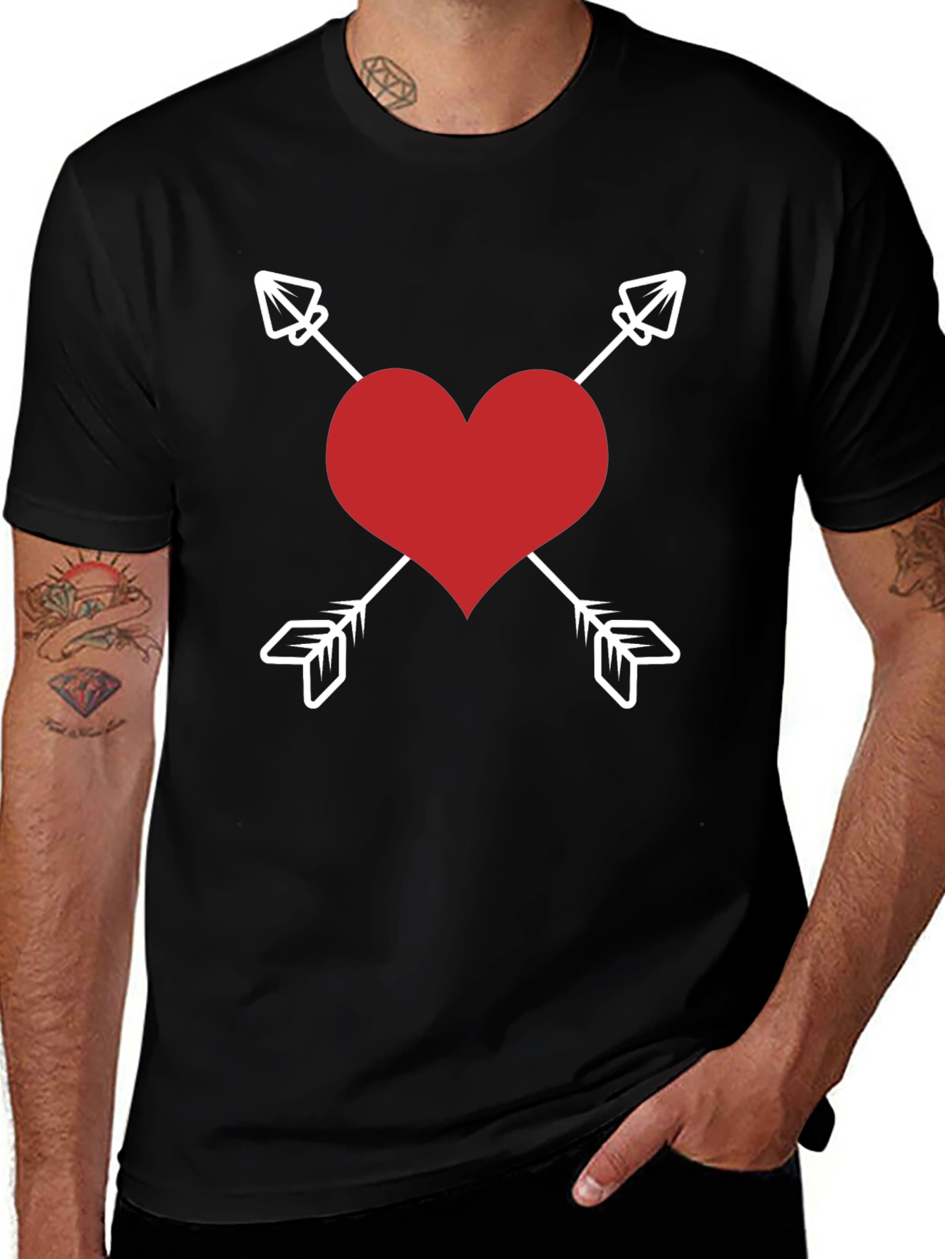 Heart Arrows Graphic Tee - Black Valentines Day Shirt