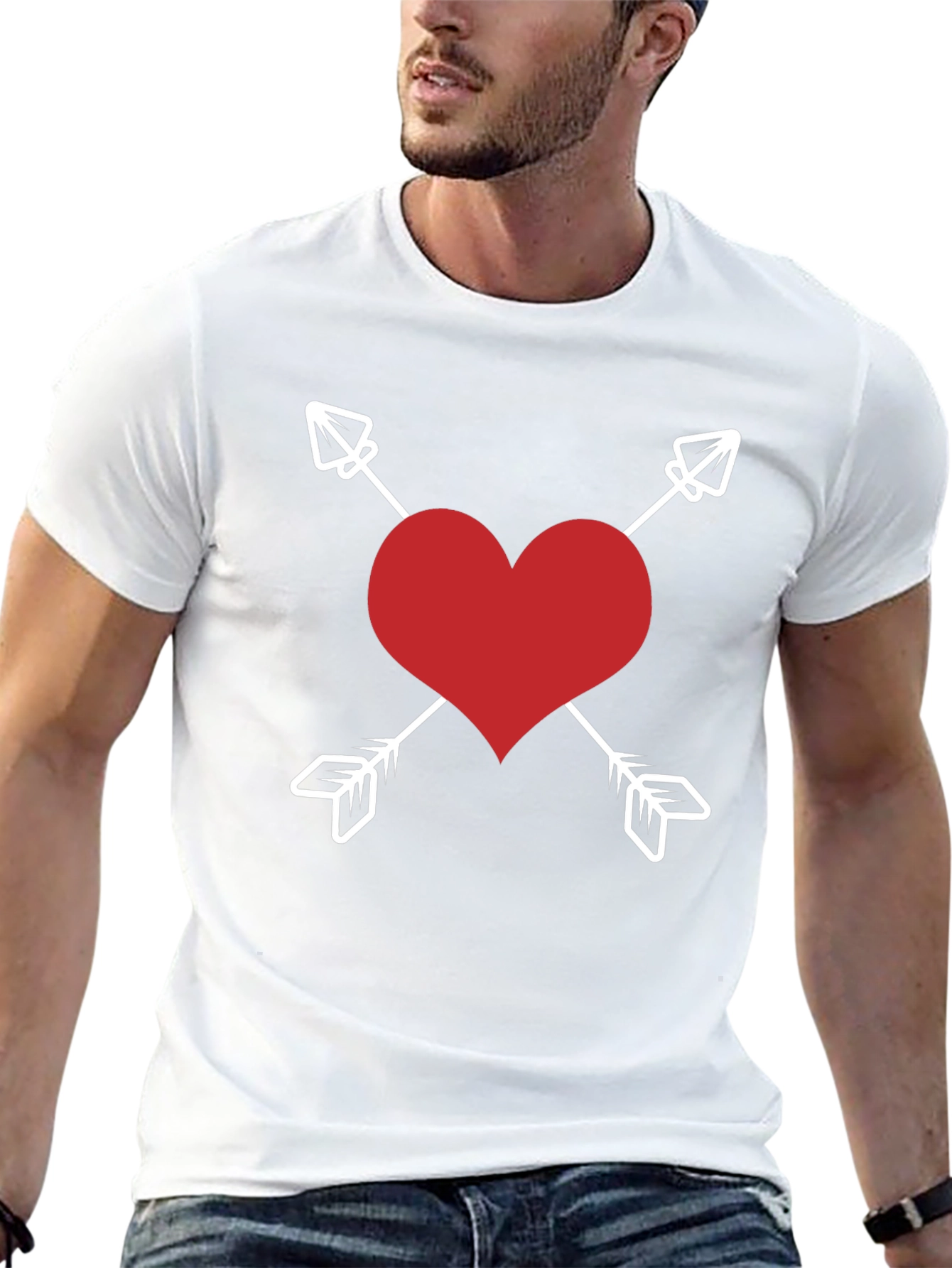 Heart Arrows Graphic Tee - Black Valentines Day Shirt