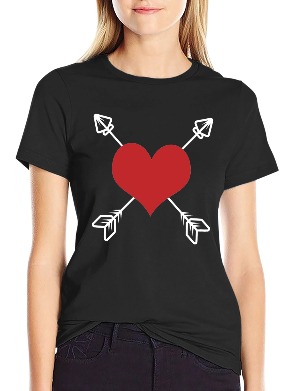 Heart Arrows Graphic Tee - Black Valentines Day Shirt