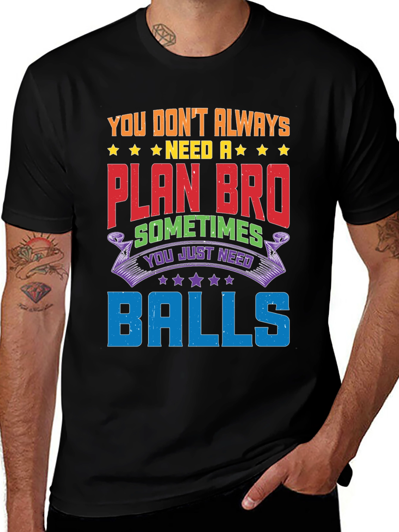 Funny Graphic Tee: No Plan Just Balls!