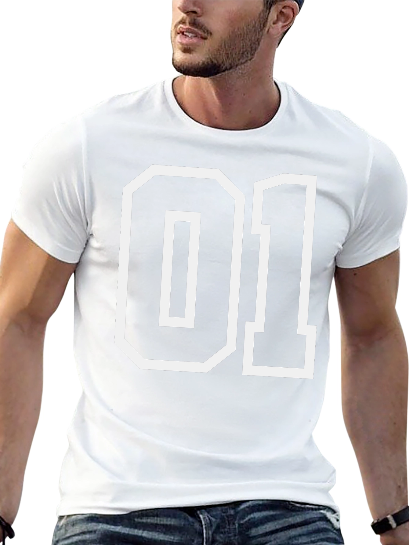 Black 01 Graphic Tee - Bold Number Design