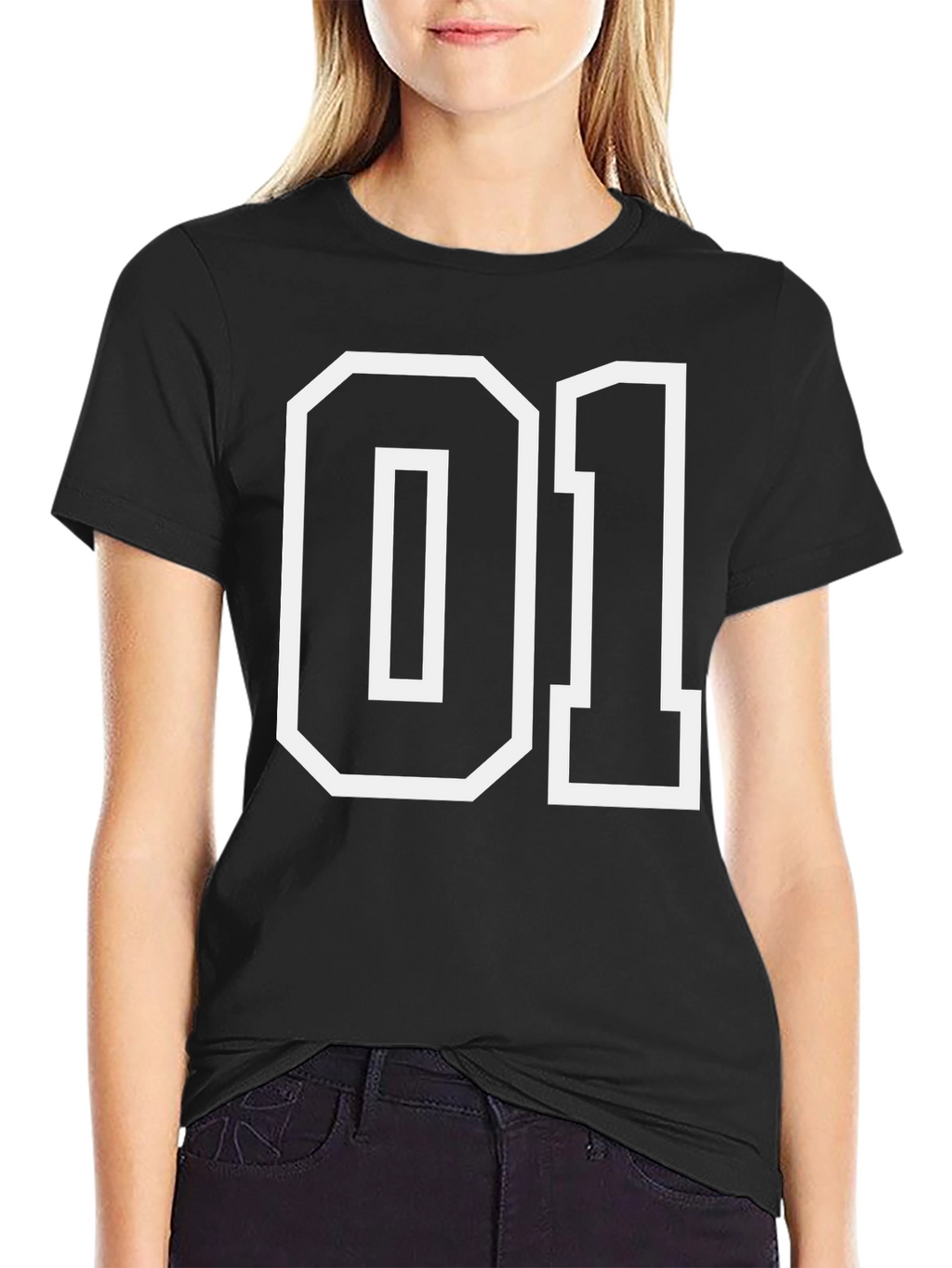 Black 01 Graphic Tee - Bold Number Design