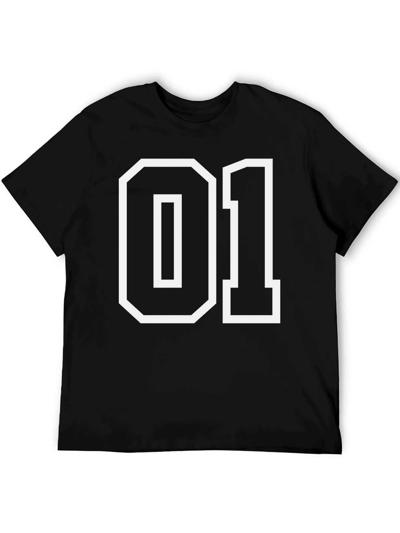 Black 01 Graphic Tee - Bold Number Design