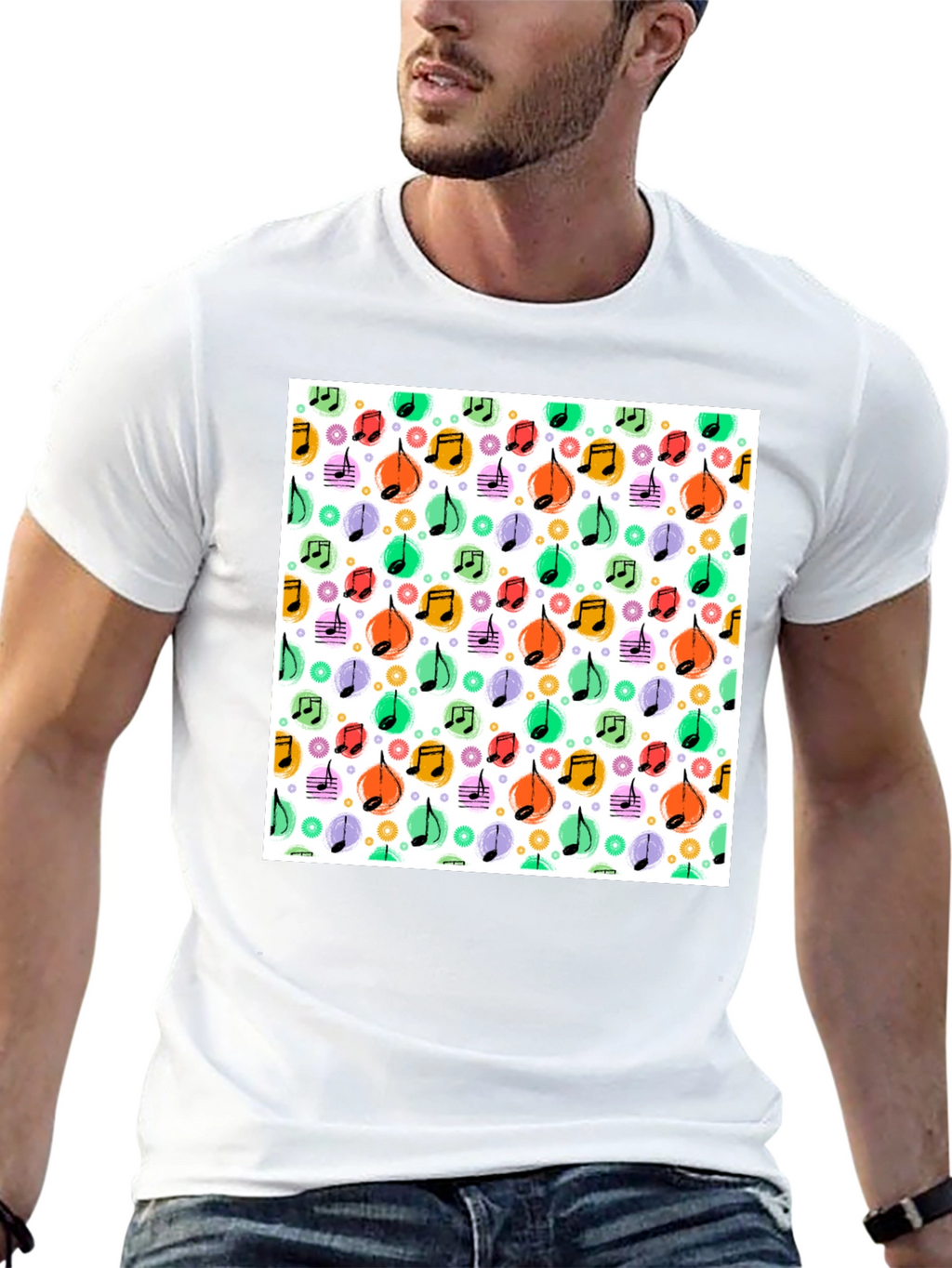 Funky Music Notes T-Shirt - Cool Graphic Tee