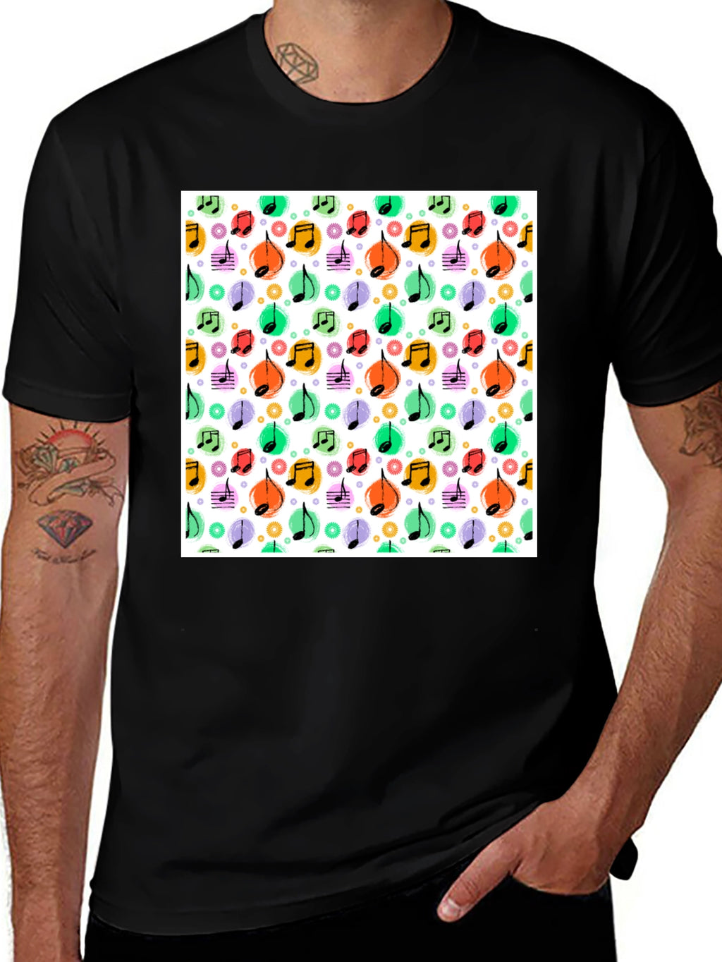 Funky Music Notes T-Shirt - Cool Graphic Tee