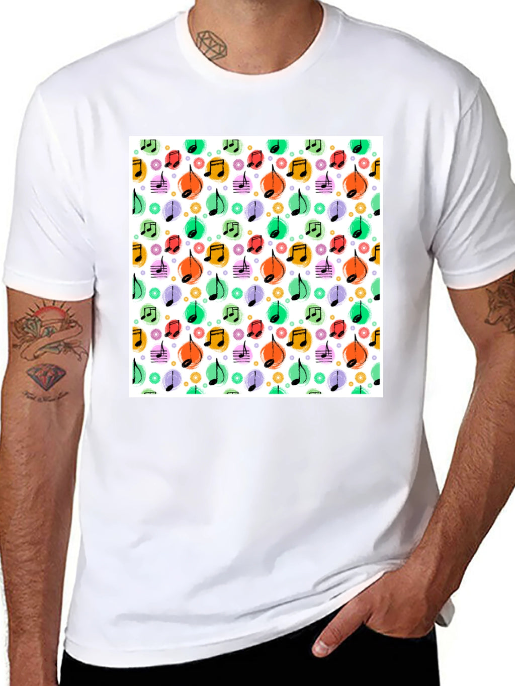 Funky Music Notes T-Shirt - Cool Graphic Tee